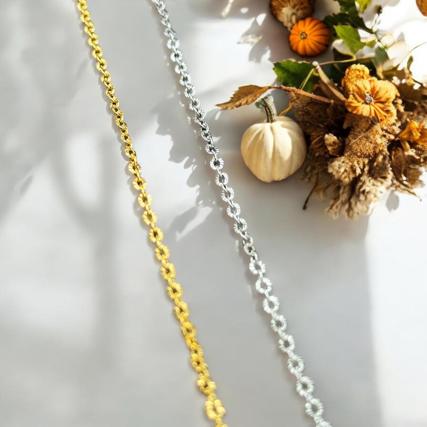 2.5mm Sunburst Chain β’ 14K Gold Filled & Silver β’ Non Tarnish β’ Stainless Core β’ USA Made β’ Permanent Jewelry Chain β’ Bulk by the Foot