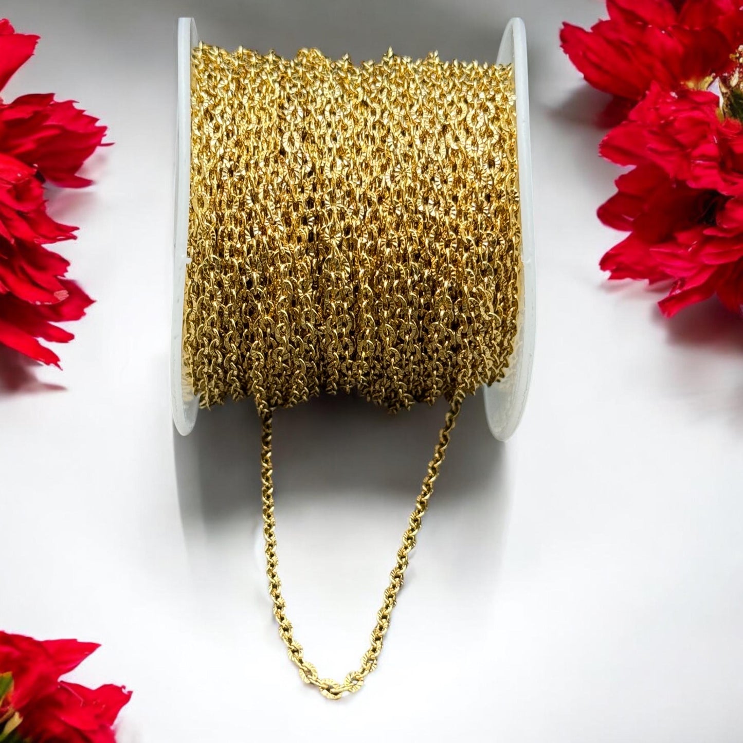 2.5mm Sunburst Chain β’ 14K Gold Filled & Silver β’ Non Tarnish β’ Stainless Core β’ USA Made β’ Permanent Jewelry Chain β’ Bulk by the Foot