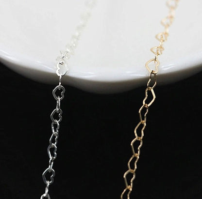 Heart Link Chain 3x4mm & 1.5mm 14K Gold Filled Rose Gold Sterling Silver USA Made