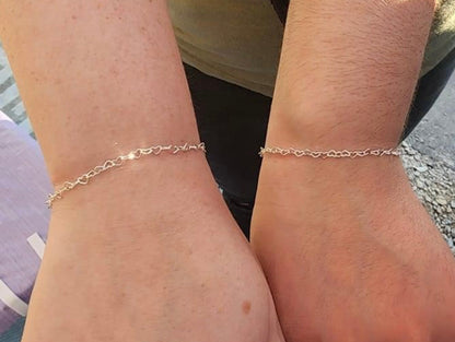 Heart Link Chain 3x4mm & 1.5mm 14K Gold Filled Rose Gold Sterling Silver USA Made