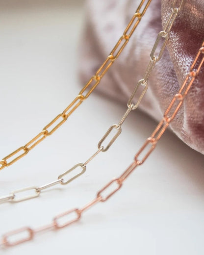 Paperclip Chain 2.5x5mm 4x11mm 18K Gold Filled Rose Gold Sterling Silver USA Made