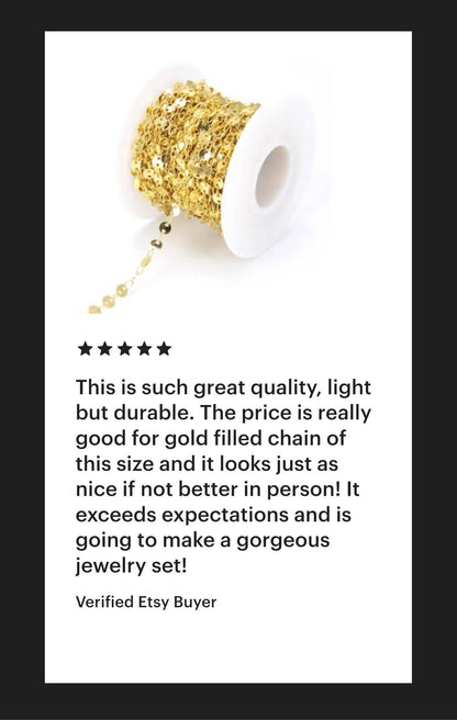 4mm Gold Sequin Disc Chain – USA Crafted Bulk Jewelry Supplies
