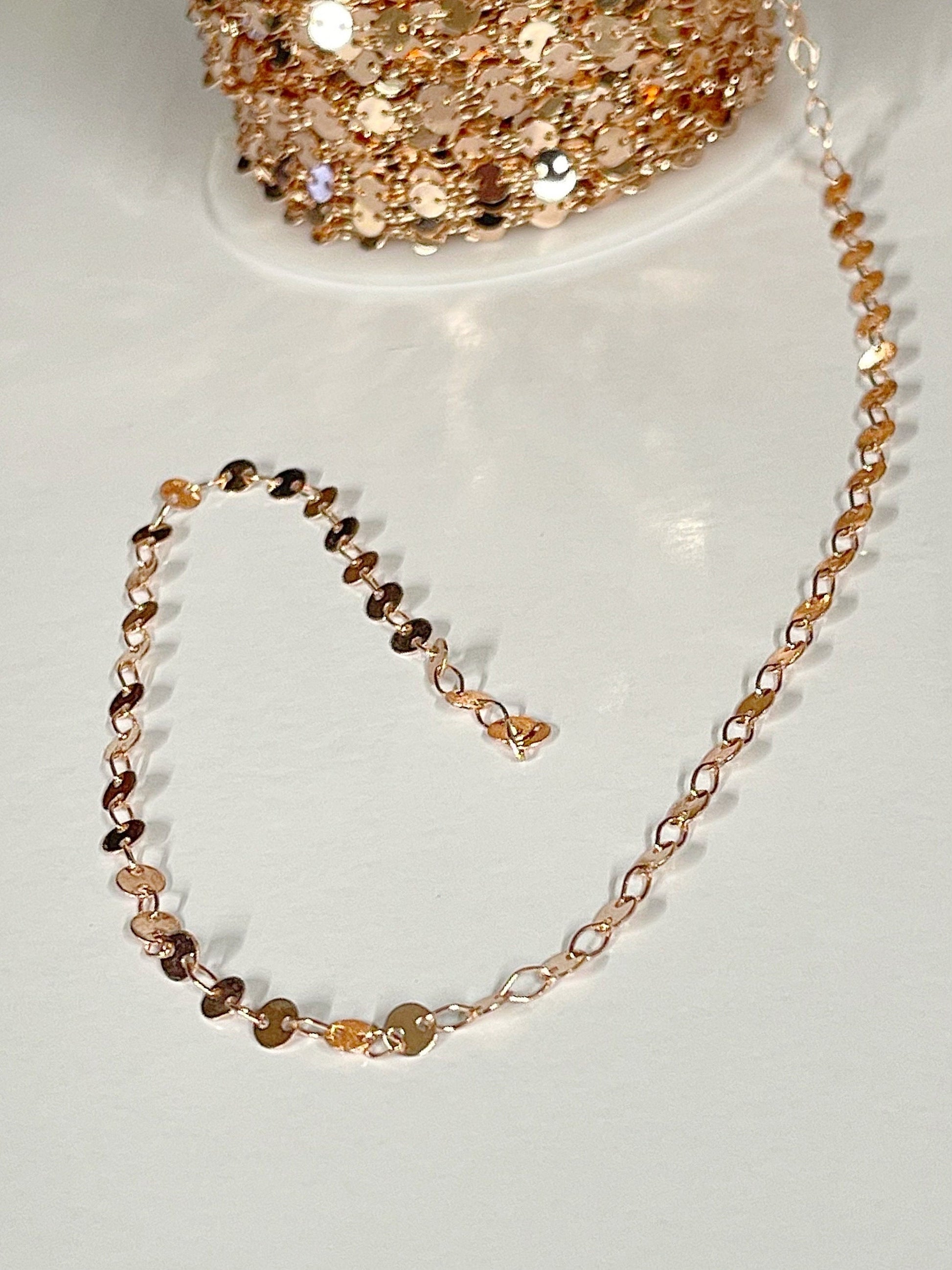4mm Gold Sequin Disc Chain – USA Crafted Bulk Jewelry Supplies