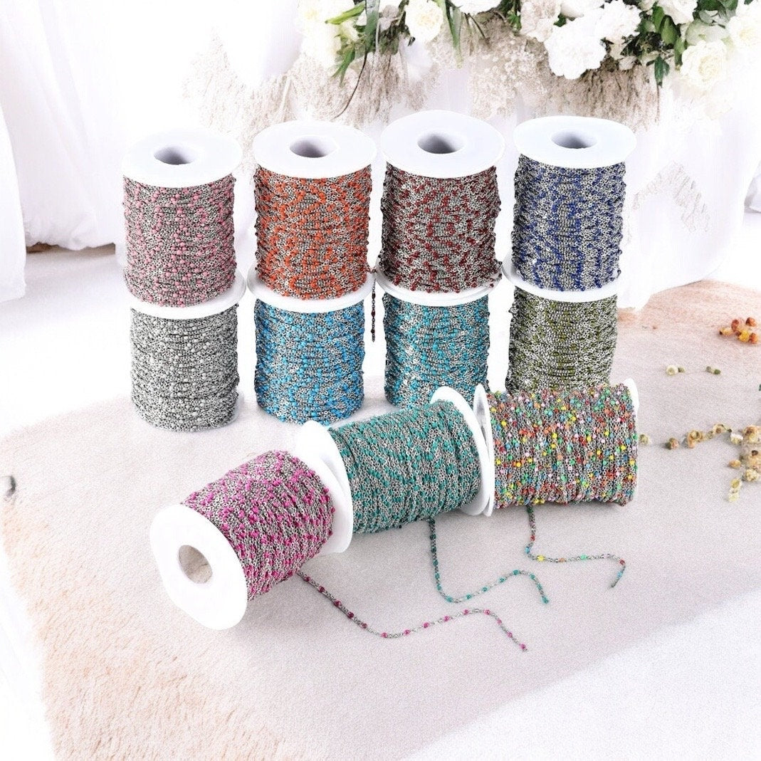 18K Gold Filled Enamel Drip Chain 2mm | Multicolor Gold Chain | Highest Quality Bulk Chain for Permanent Jewelry | USA Crafted