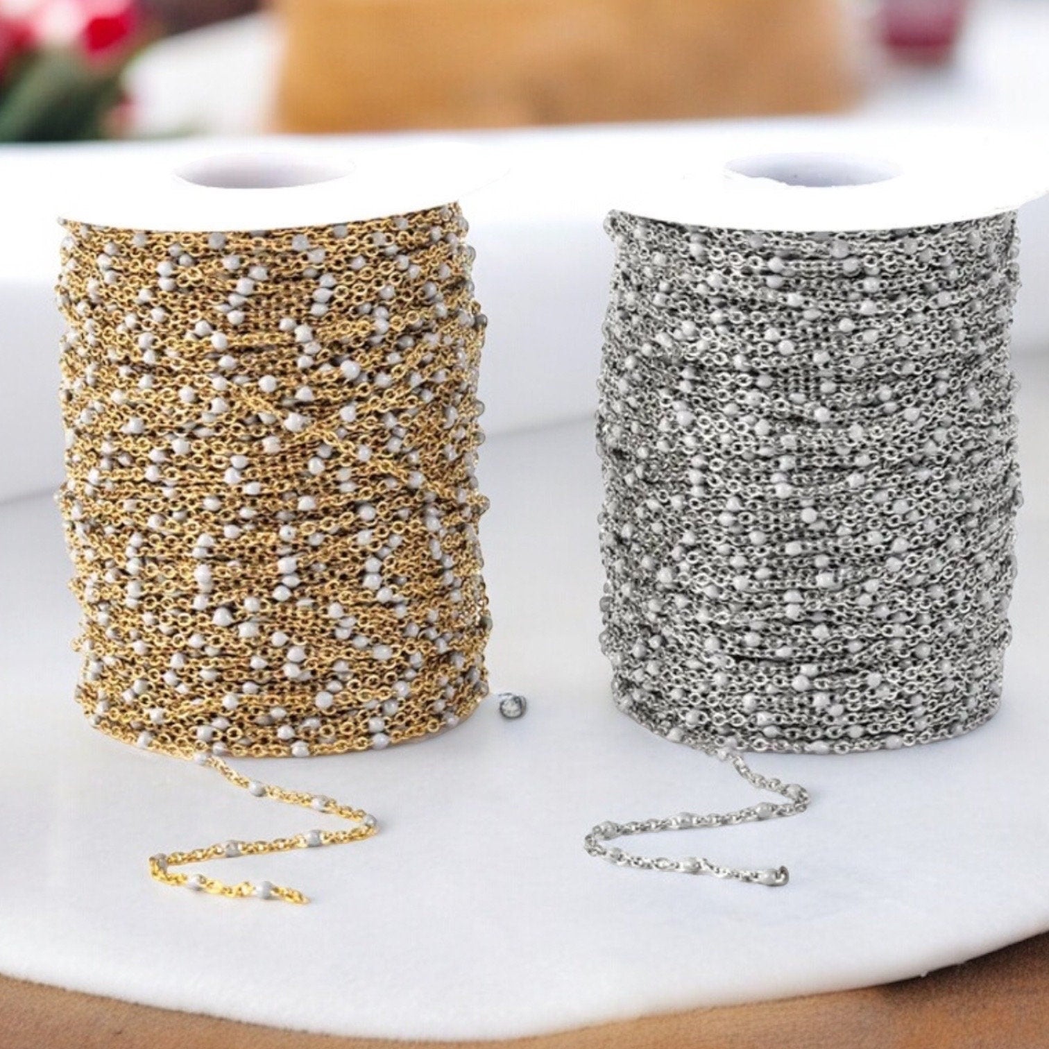 18K Gold Filled Enamel Drip Chain 2mm | Multicolor Gold Chain | Highest Quality Bulk Chain for Permanent Jewelry | USA Crafted