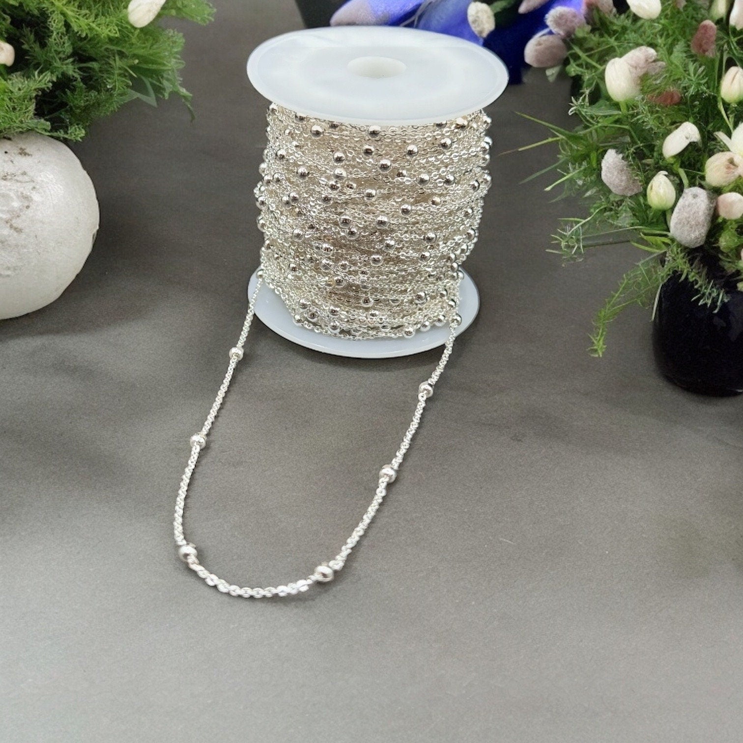 14K Gold Filled, Rose Gold & Silver Bead Chain – 2mm Round Link | Bulk Chain | Non-Tarnish | Permanent Jewelry Supply | USA Made