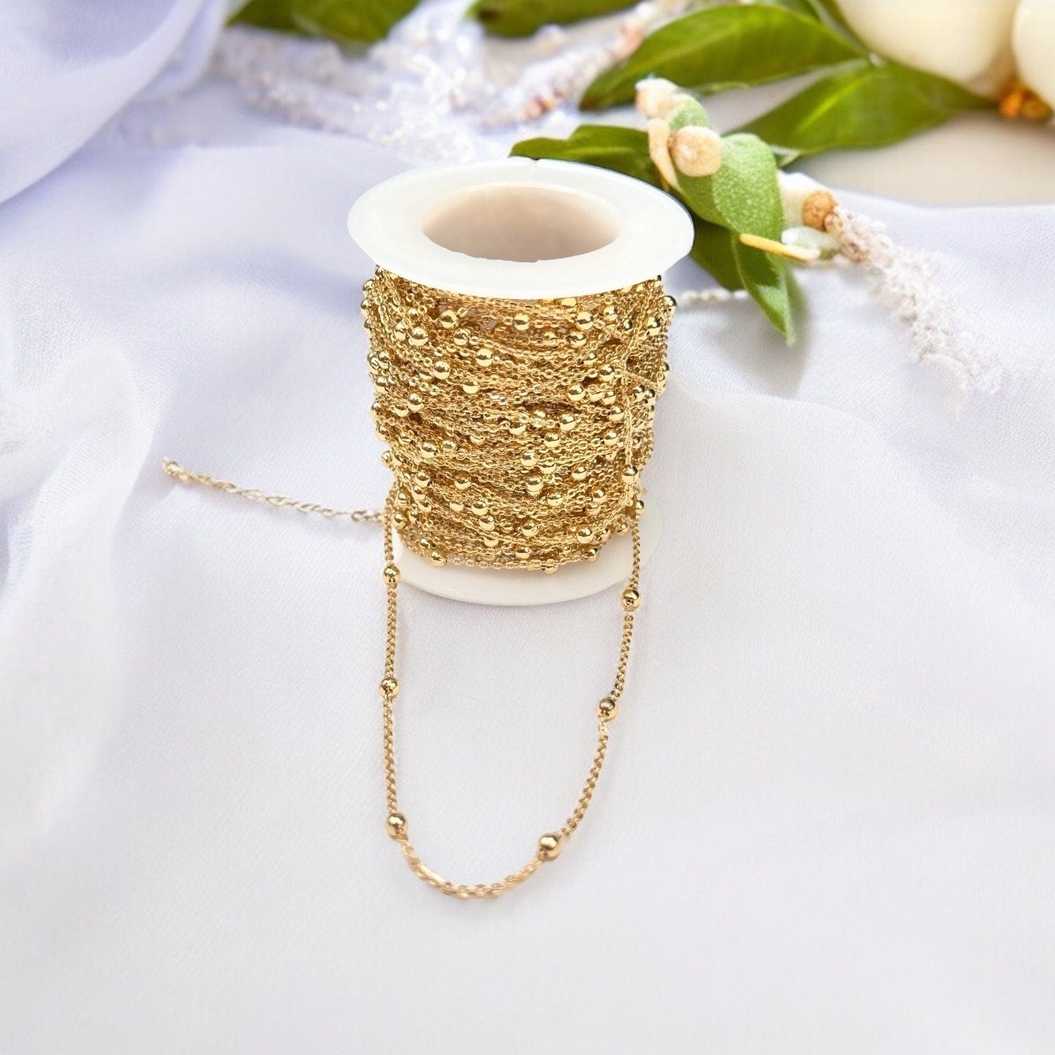 14K Gold - Rose Gold & Silver Bead Chain – 2mm Round Link | Bulk Chain | Highest Quality | Permanent Jewelry Supply | USA Made