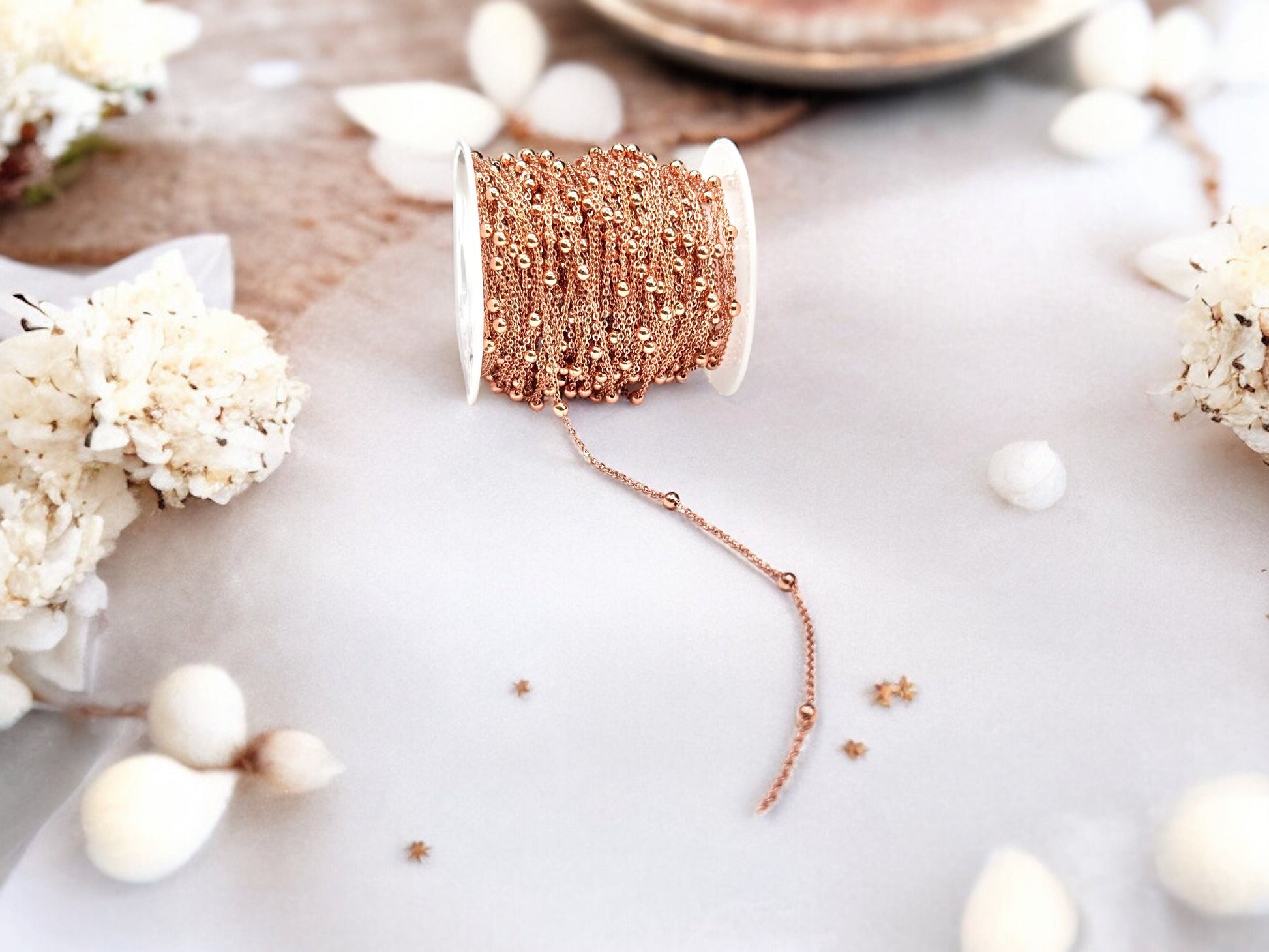 14K Gold - Rose Gold & Silver Bead Chain – 2mm Round Link | Bulk Chain | Highest Quality | Permanent Jewelry Supply | USA Made