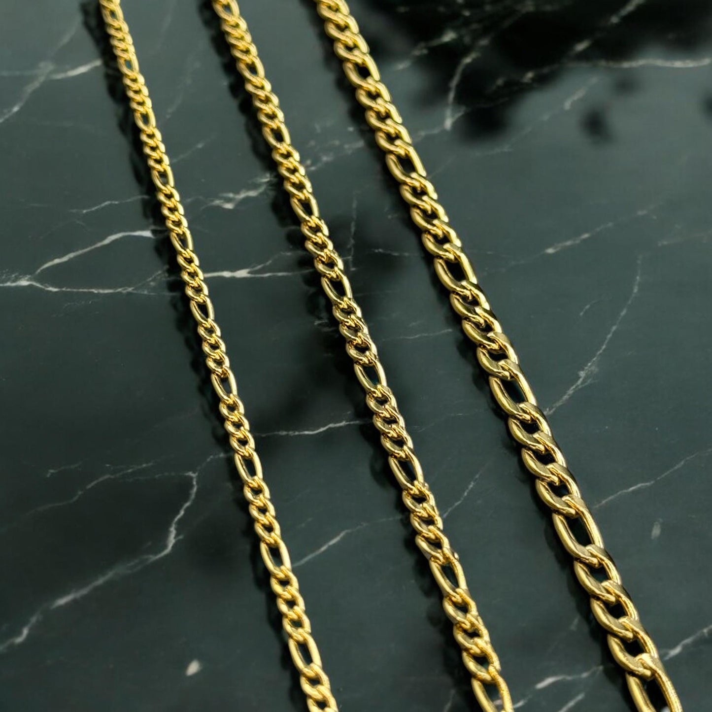 Figaro Link Chain 2mm, 4mm, and 6mm Sizes | 14K Gold Filled & Sterling Silver Over Stainless Core Highest Quality | Extra Durable Chain