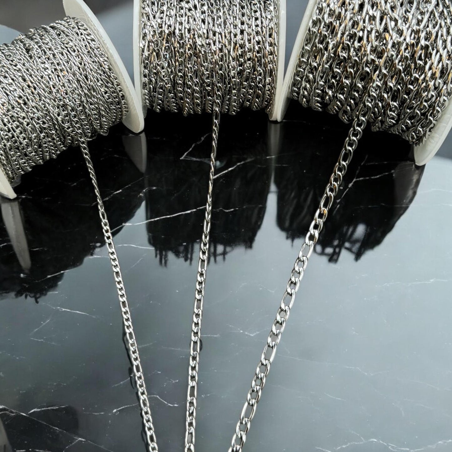 Figaro Link Chain 2mm, 4mm, and 6mm Sizes | 14K Gold Filled & Sterling Silver Over Stainless Core Highest Quality | Extra Durable Chain