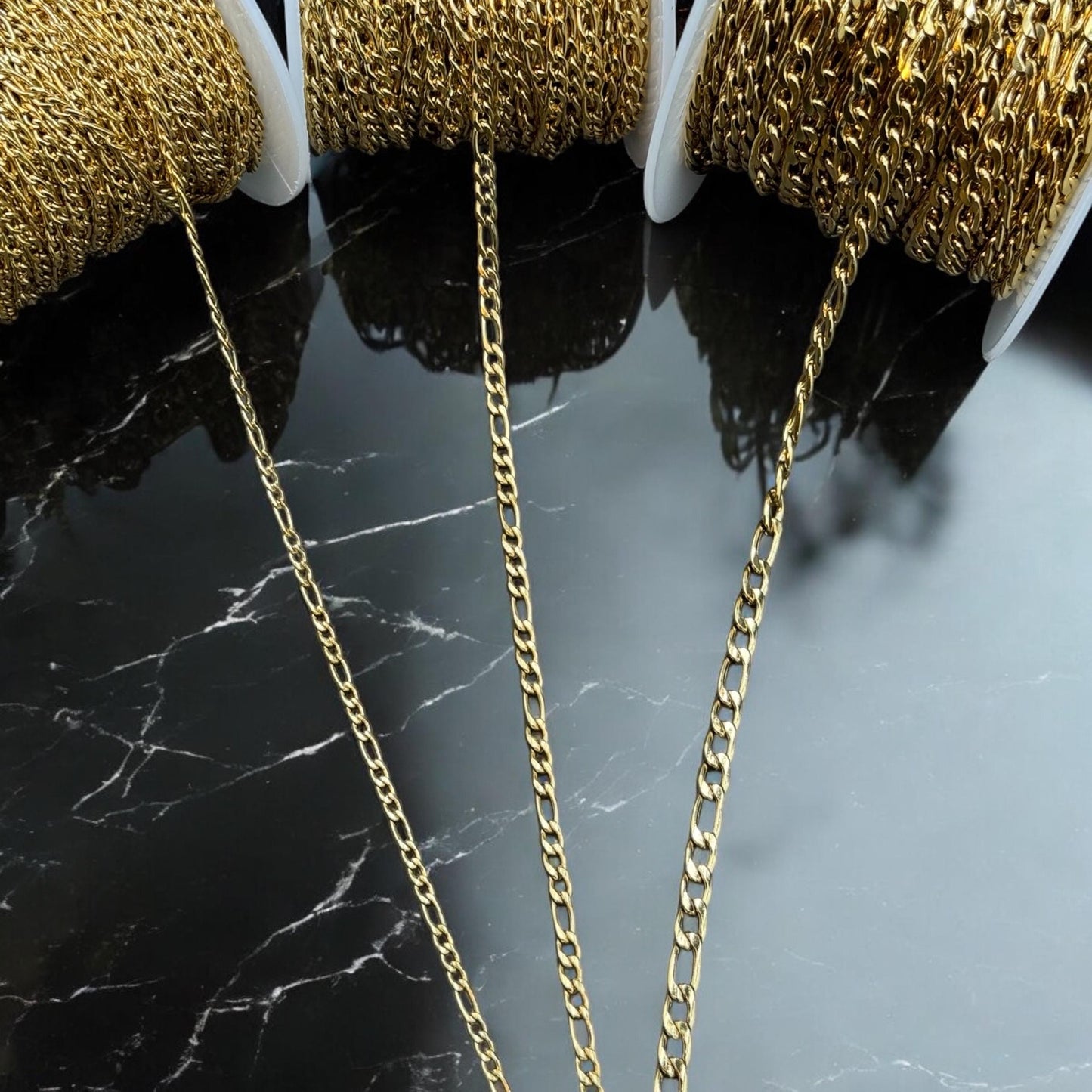 Figaro Link Chain 2mm, 4mm, and 6mm Sizes | 14K Gold Filled & Sterling Silver Over Stainless Core Highest Quality | Extra Durable Chain