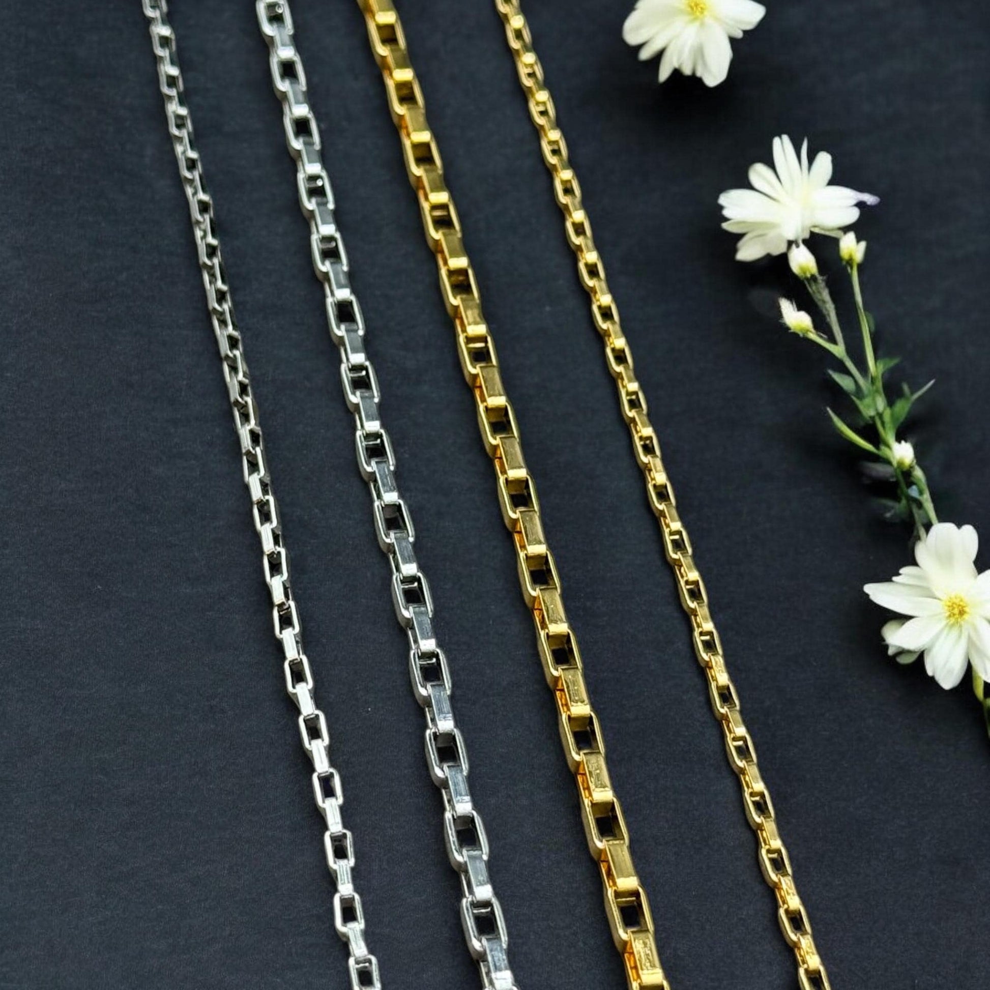 4mm and 6mm Box Chain | 14K Gold Filled & Sterling Silver Over Stainless Core Highest Quality | Extra Durable Chain