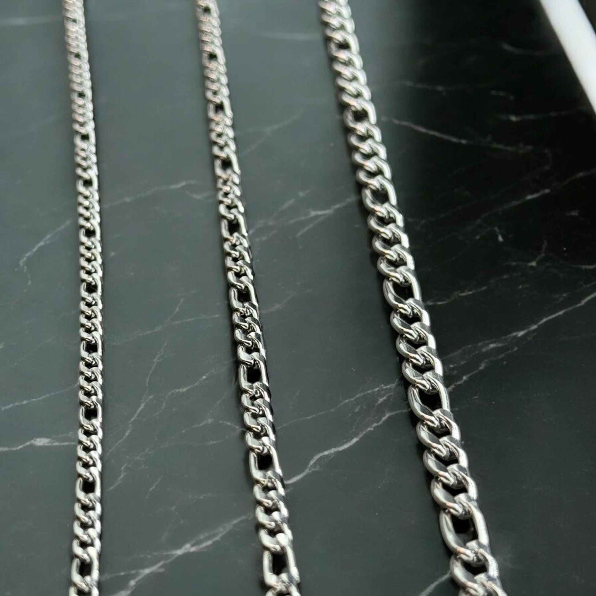 Figaro Link Chain 2mm, 4mm, and 6mm Sizes | 14K Gold Filled & Sterling Silver Over Stainless Core Highest Quality | Extra Durable Chain