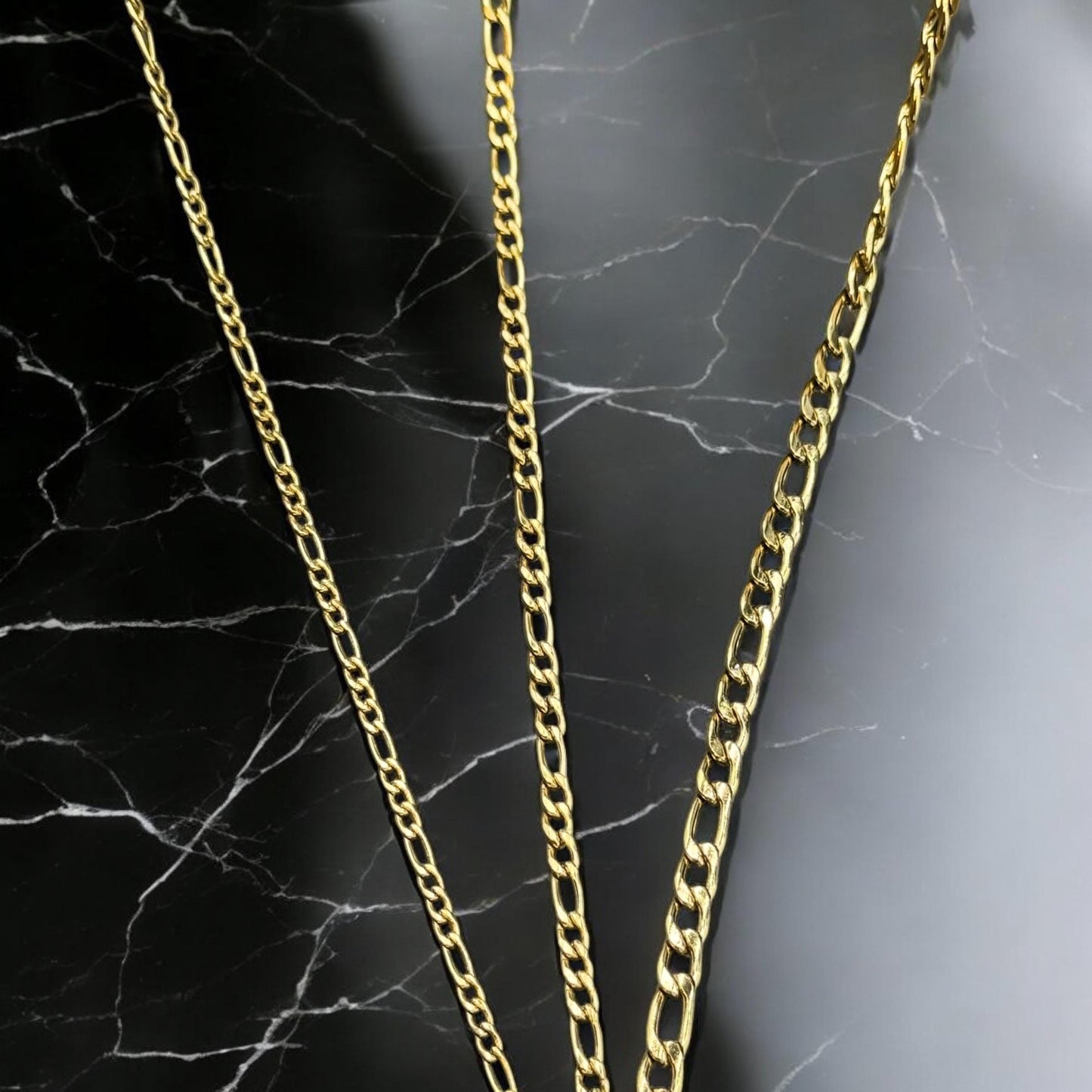 Figaro Link Chain 2mm, 4mm, and 6mm Sizes | 14K Gold Filled & Sterling Silver Over Stainless Core Highest Quality | Extra Durable Chain