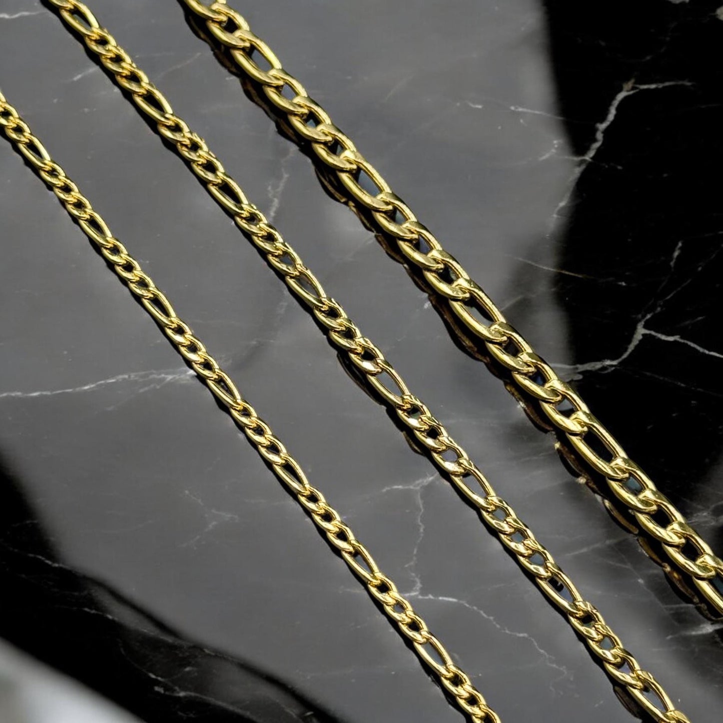 Figaro Link Chain 2mm, 4mm, and 6mm Sizes | 14K Gold Filled & Sterling Silver Over Stainless Core Highest Quality | Extra Durable Chain