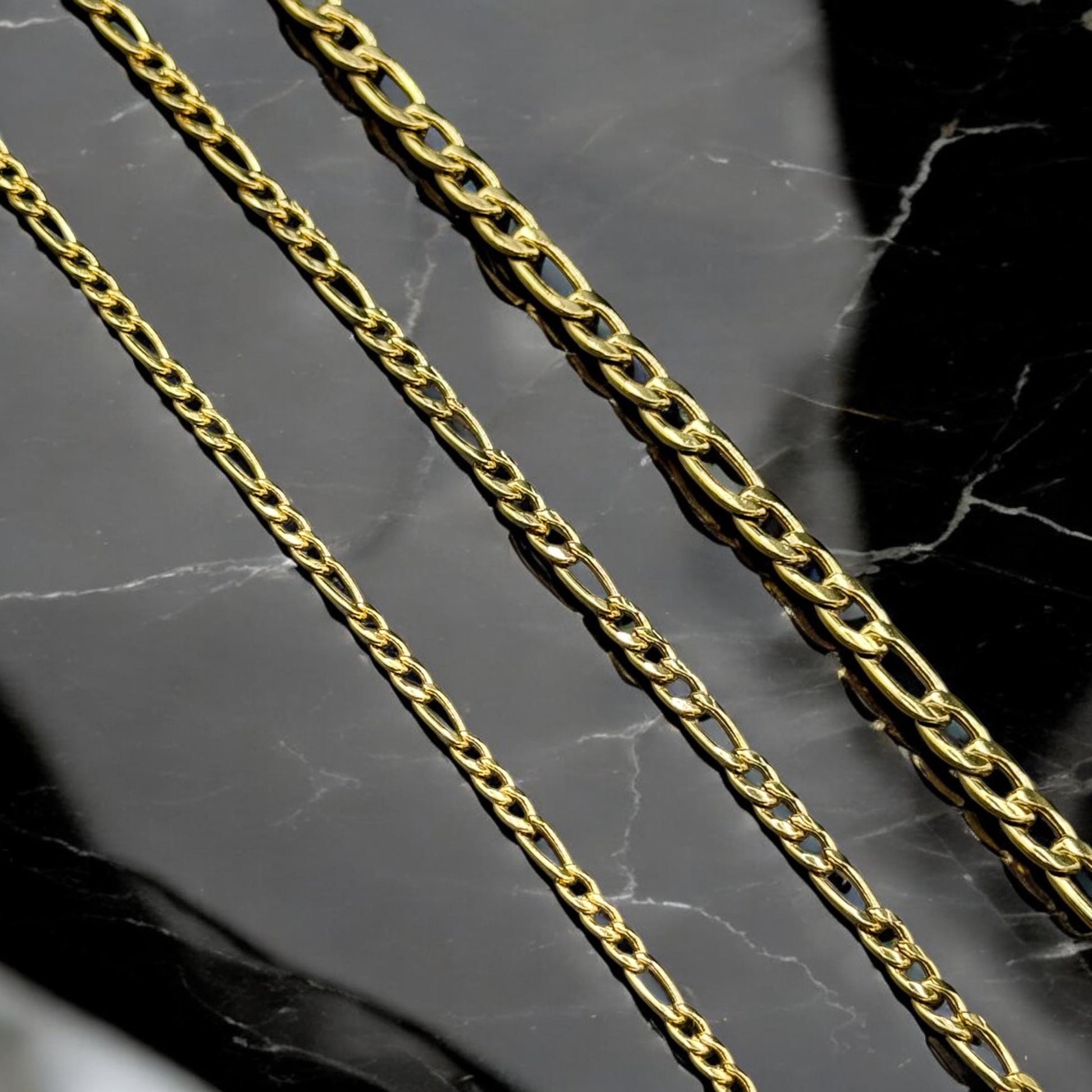 Figaro Link Chain 2mm, 4mm, and 6mm Sizes | 14K Gold Filled & Sterling Silver Over Stainless Core Highest Quality | Extra Durable Chain