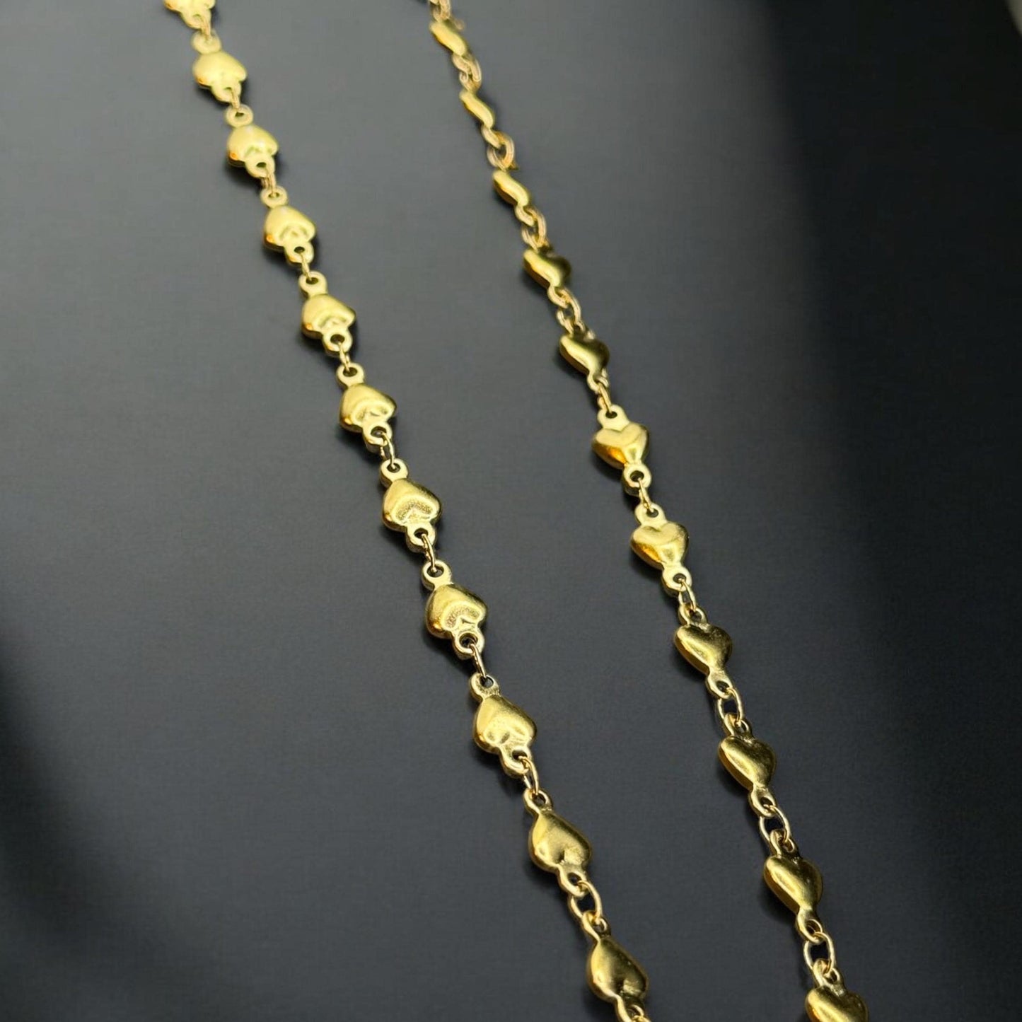 4mm Solid Heart Chain | 14K Gold Filled and Sterling Silver | Highest Quality Stainless Core Chain for Permanent Jewelry | USA Crafted