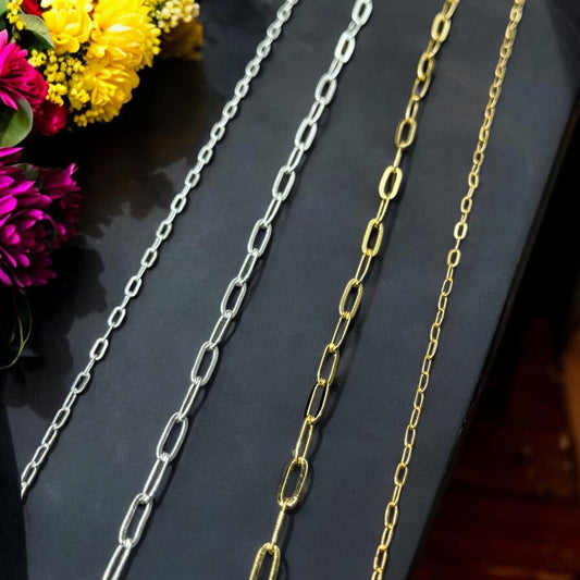 18k Gold Filled Paperclip Chain Bulk Gold, Rose Gold, Silver Paperclip Chain Bulk Gold Paperclip Gold Chain Highest Quality USA Crafted