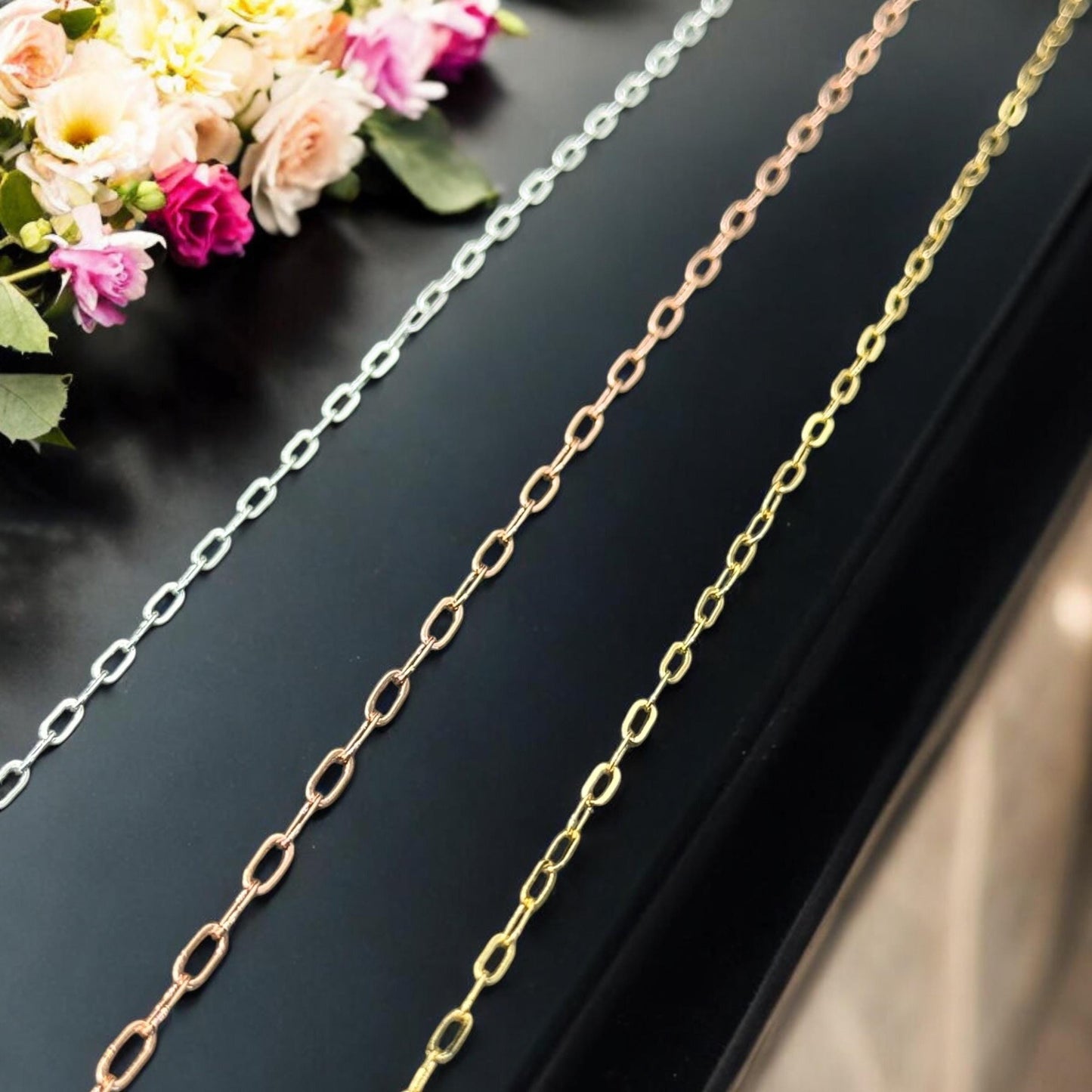 18k Gold Filled Paperclip Chain Bulk Gold, Rose Gold, Silver Paperclip Chain Bulk Gold Paperclip Gold Chain Highest Quality USA Crafted