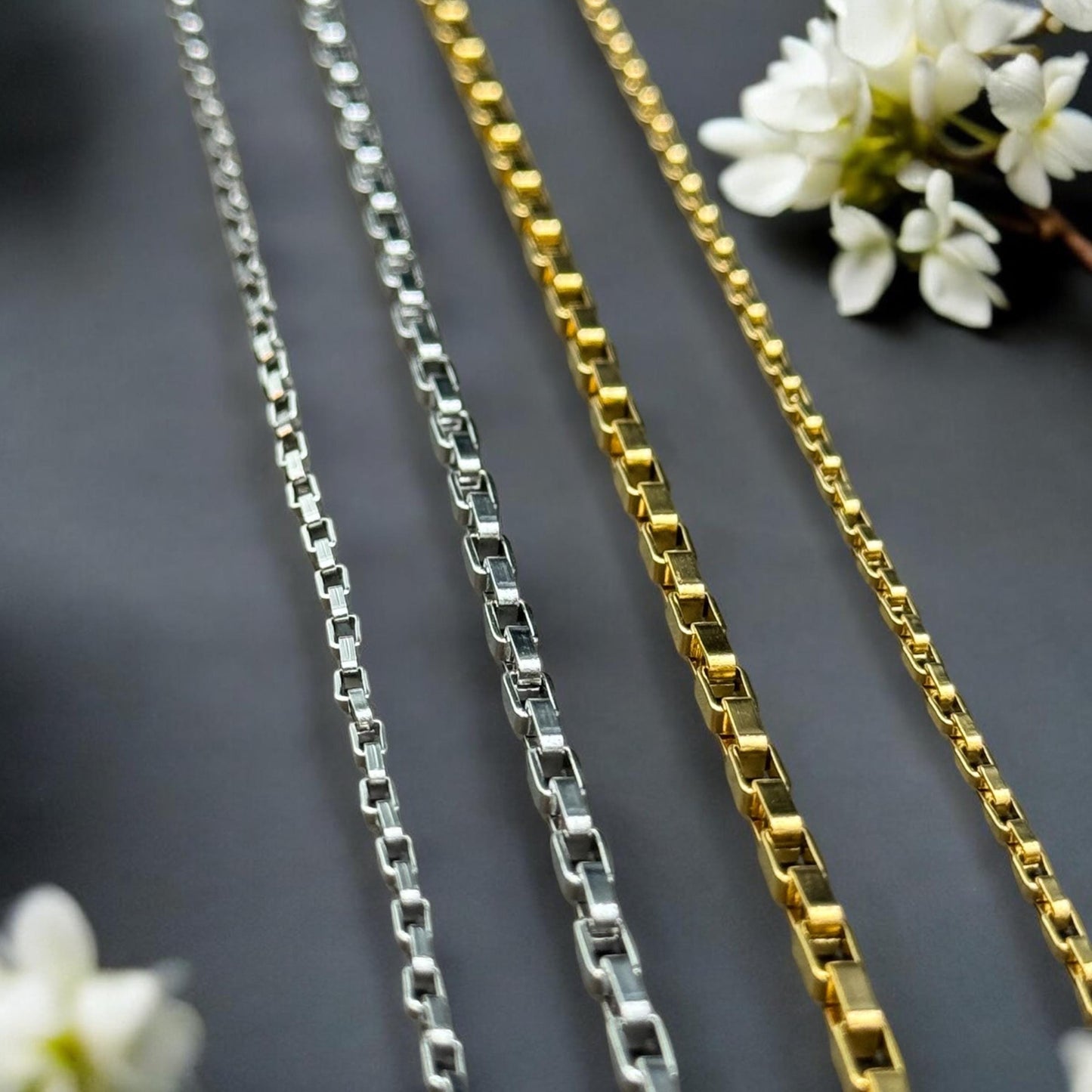 4mm and 6mm Box Chain | 14K Gold Filled & Sterling Silver Over Stainless Core Highest Quality | Extra Durable Chain