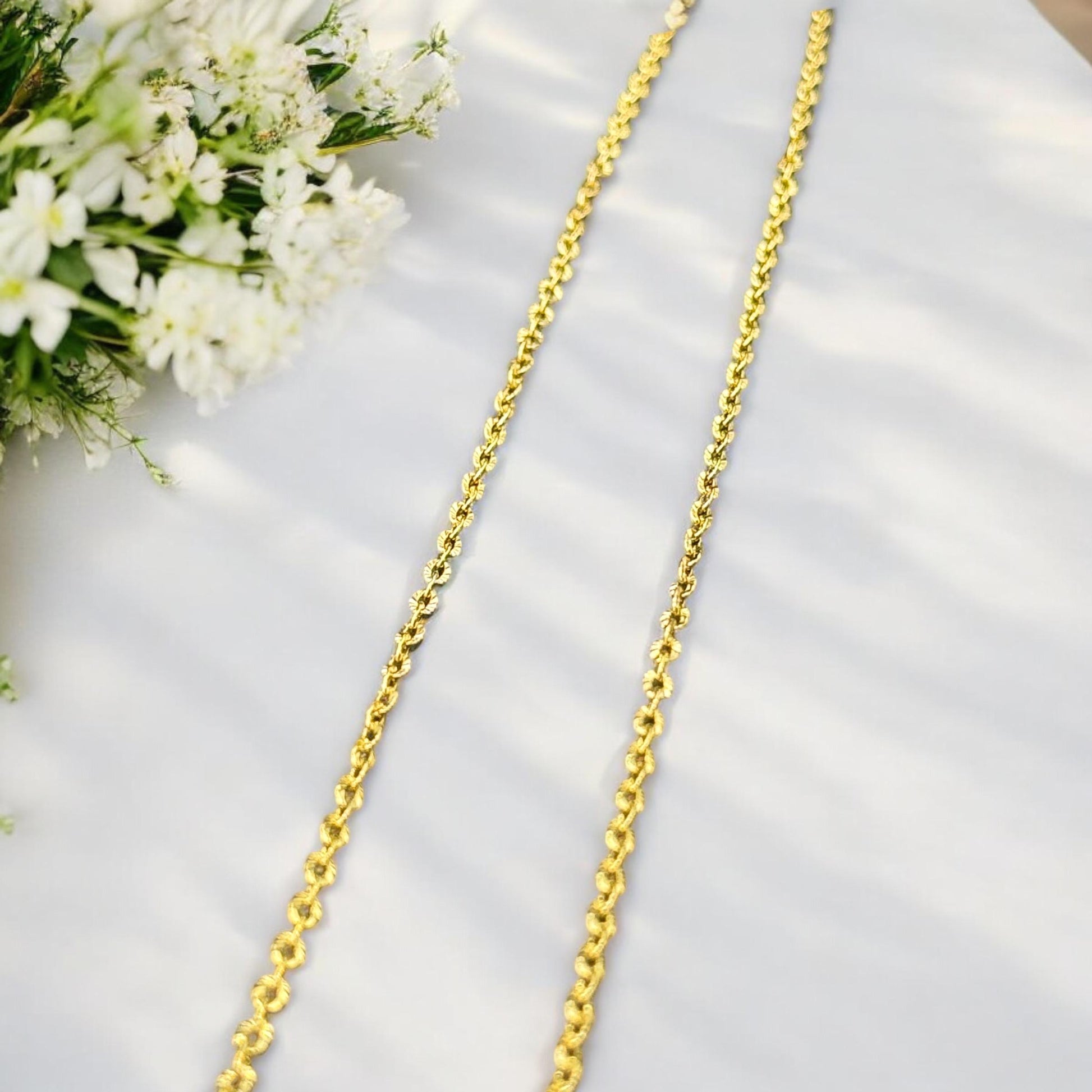 2.5mm Sunburst Chain • 14K Gold Filled & Silver • Non Tarnish • Stainless Core • USA Made • Permanent Jewelry Chain • Bulk by the Foot