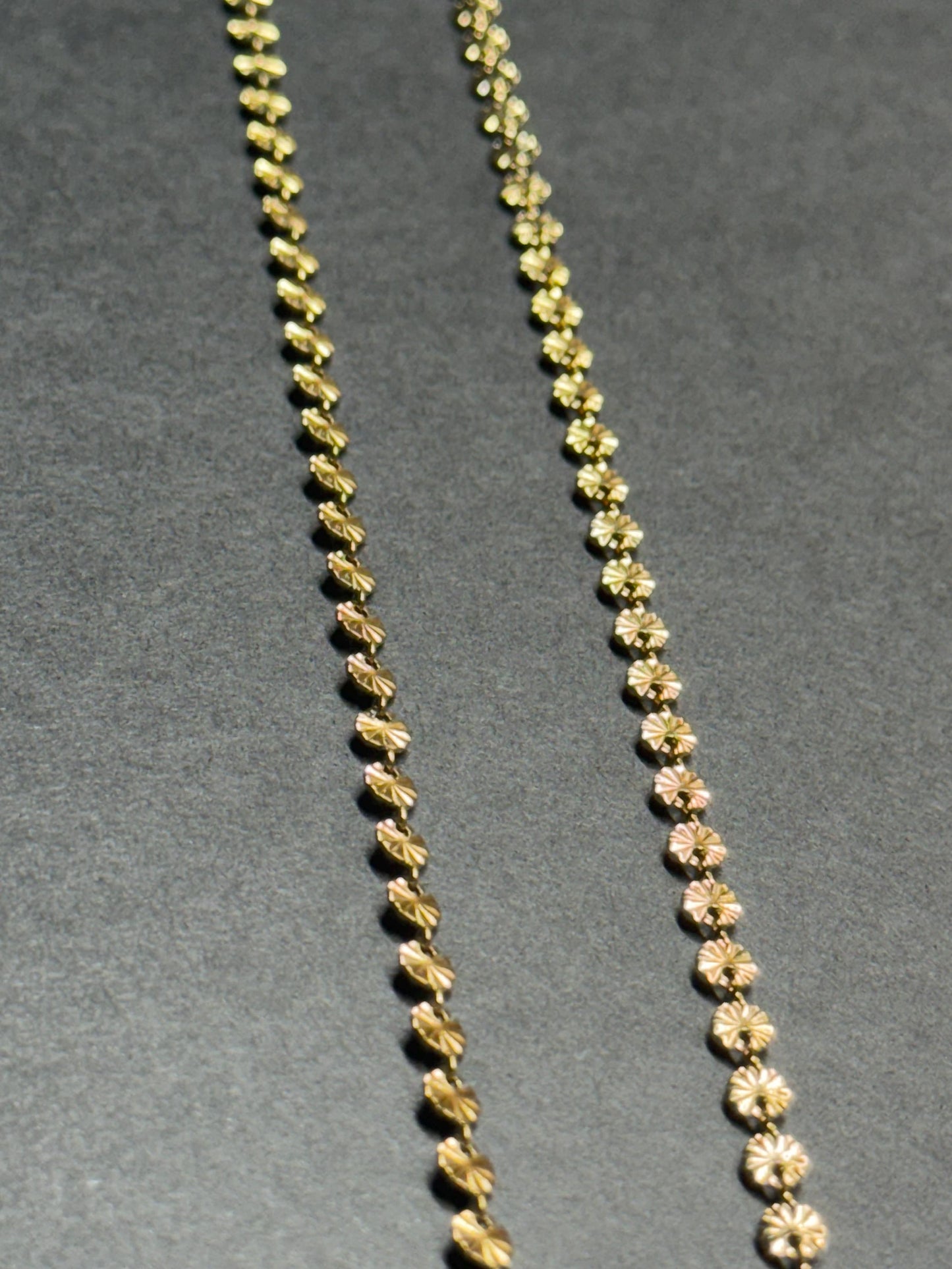 14K Gold and Silver Stainless Cores - 4mm Stamped Sequin Disc - Extra Durable - Non Tarnish Chain! Bulk Chain USA Crafted and Distributed