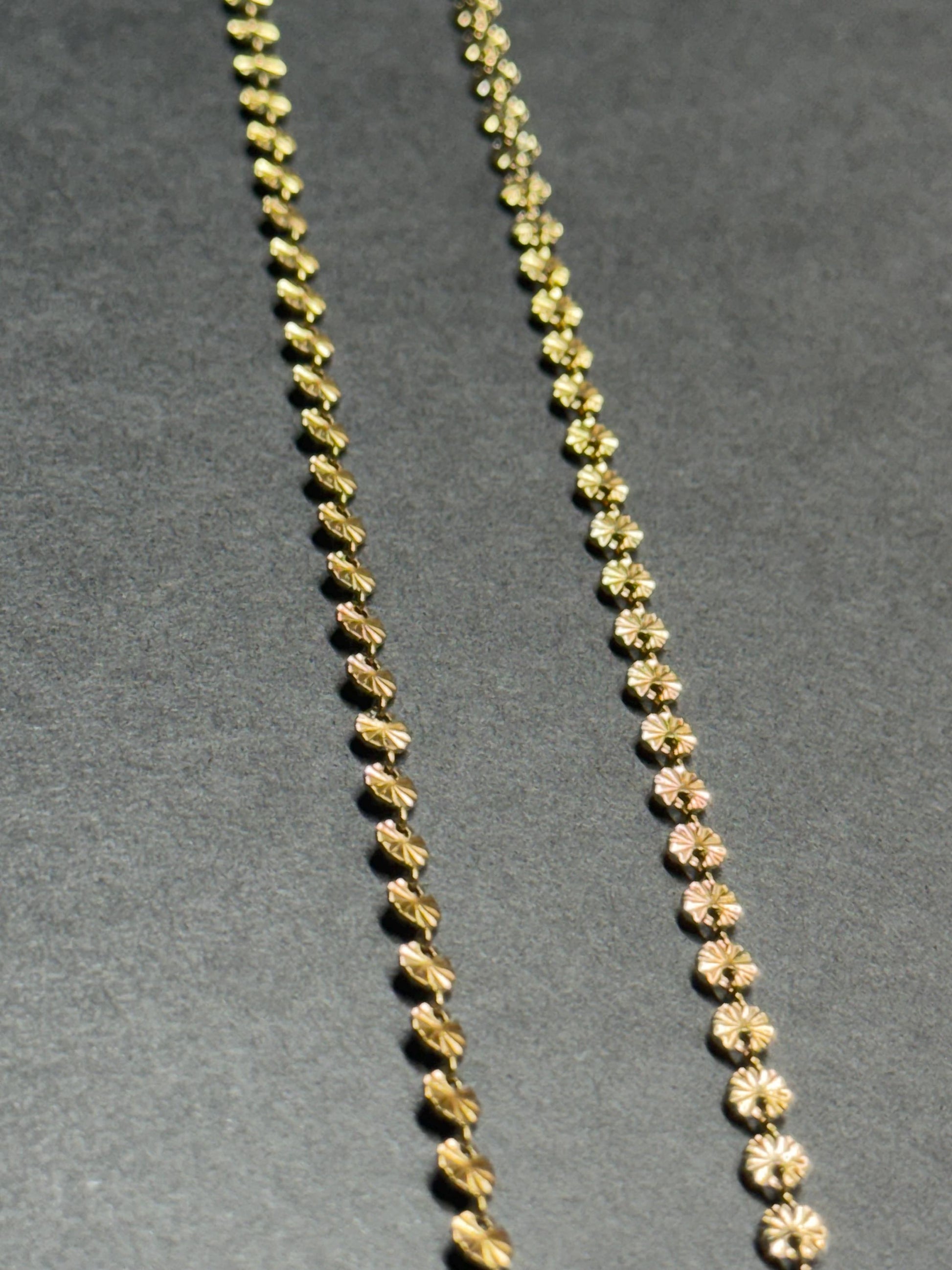 14K Gold and Silver Stainless Cores - 4mm Stamped Sequin Disc - Extra Durable - Non Tarnish Chain! Bulk Chain USA Crafted and Distributed
