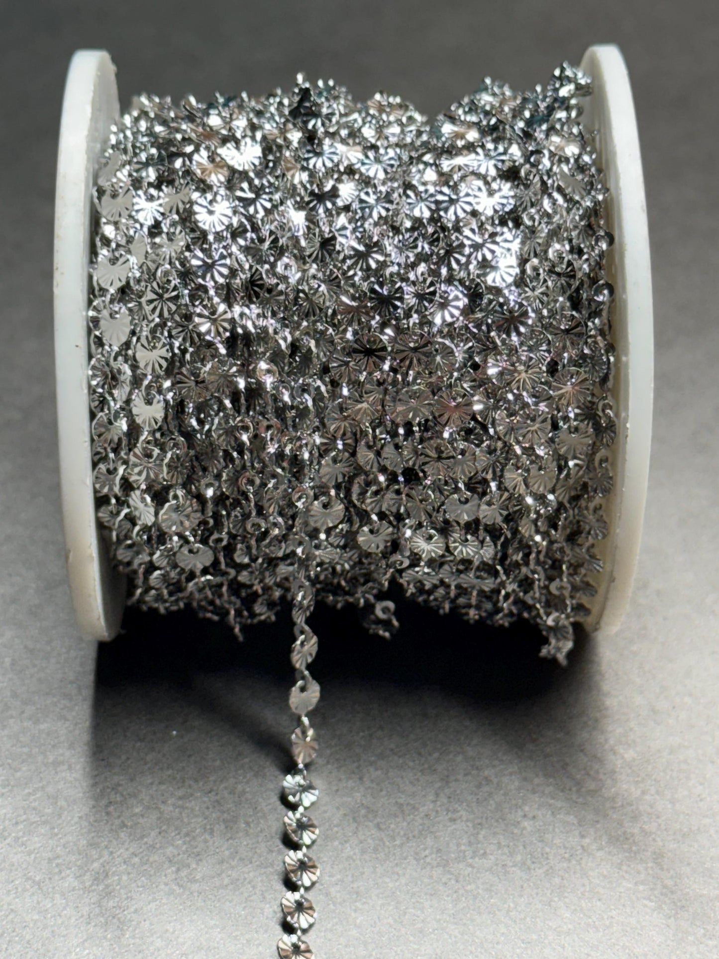 14K Gold and Silver Stainless Cores - 4mm Stamped Sequin Disc - Extra Durable - Non Tarnish Chain! Bulk Chain USA Crafted and Distributed