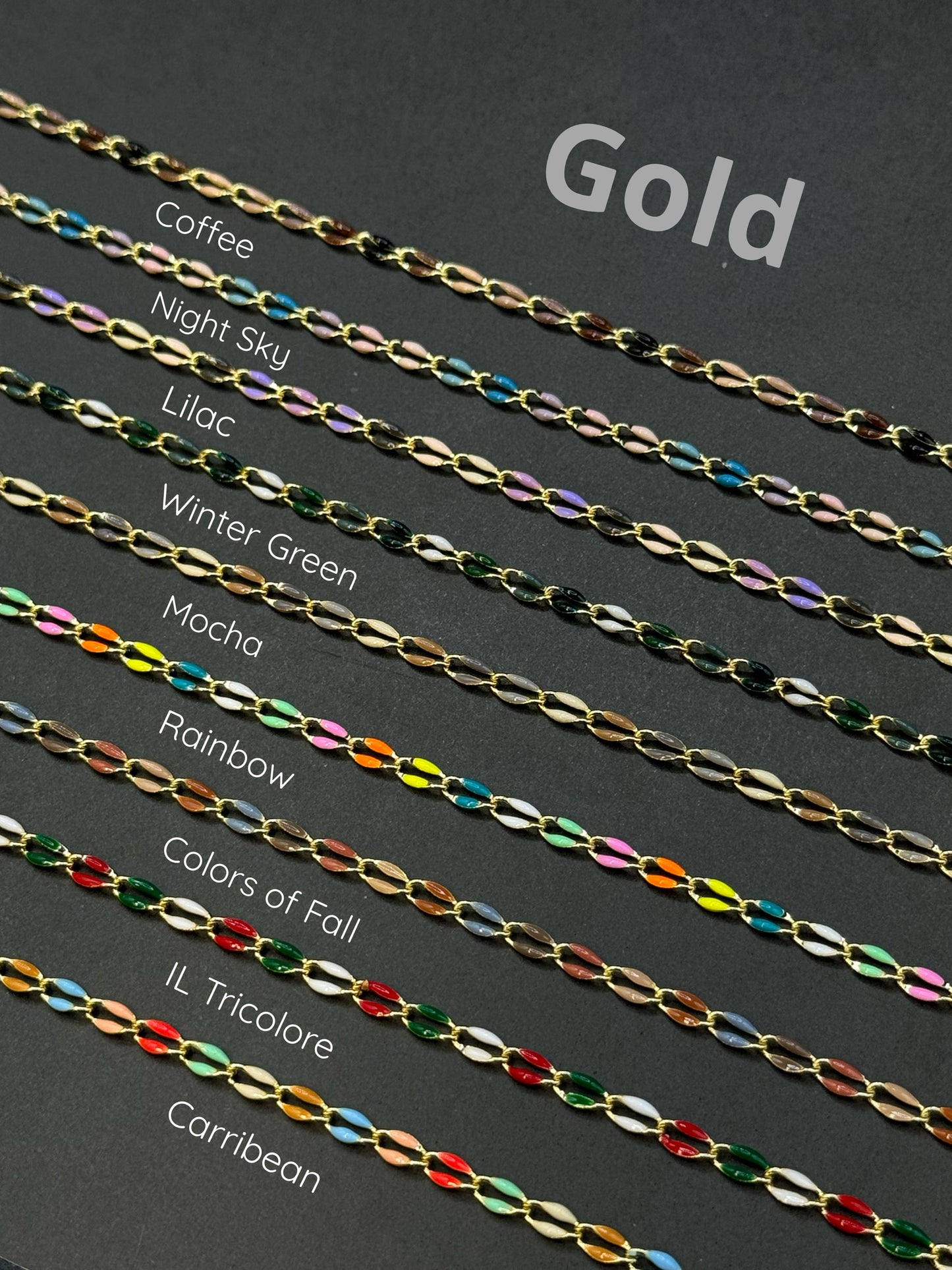 18K Gold Filled & Sterling Silver Enamel Chain – The Most Color Options | USA Made Permanent Jewelry