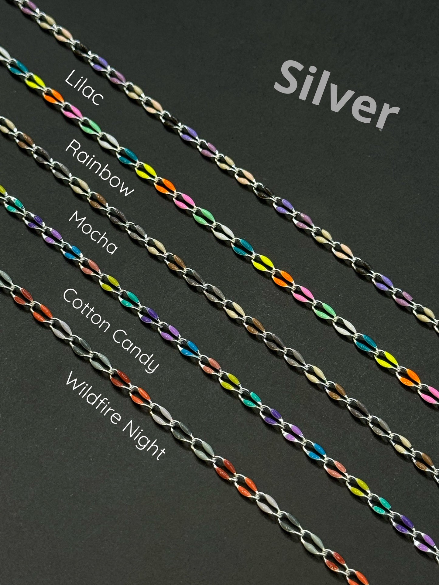 18K Gold Filled & Sterling Silver Enamel Chain – The Most Color Options | USA Made Permanent Jewelry