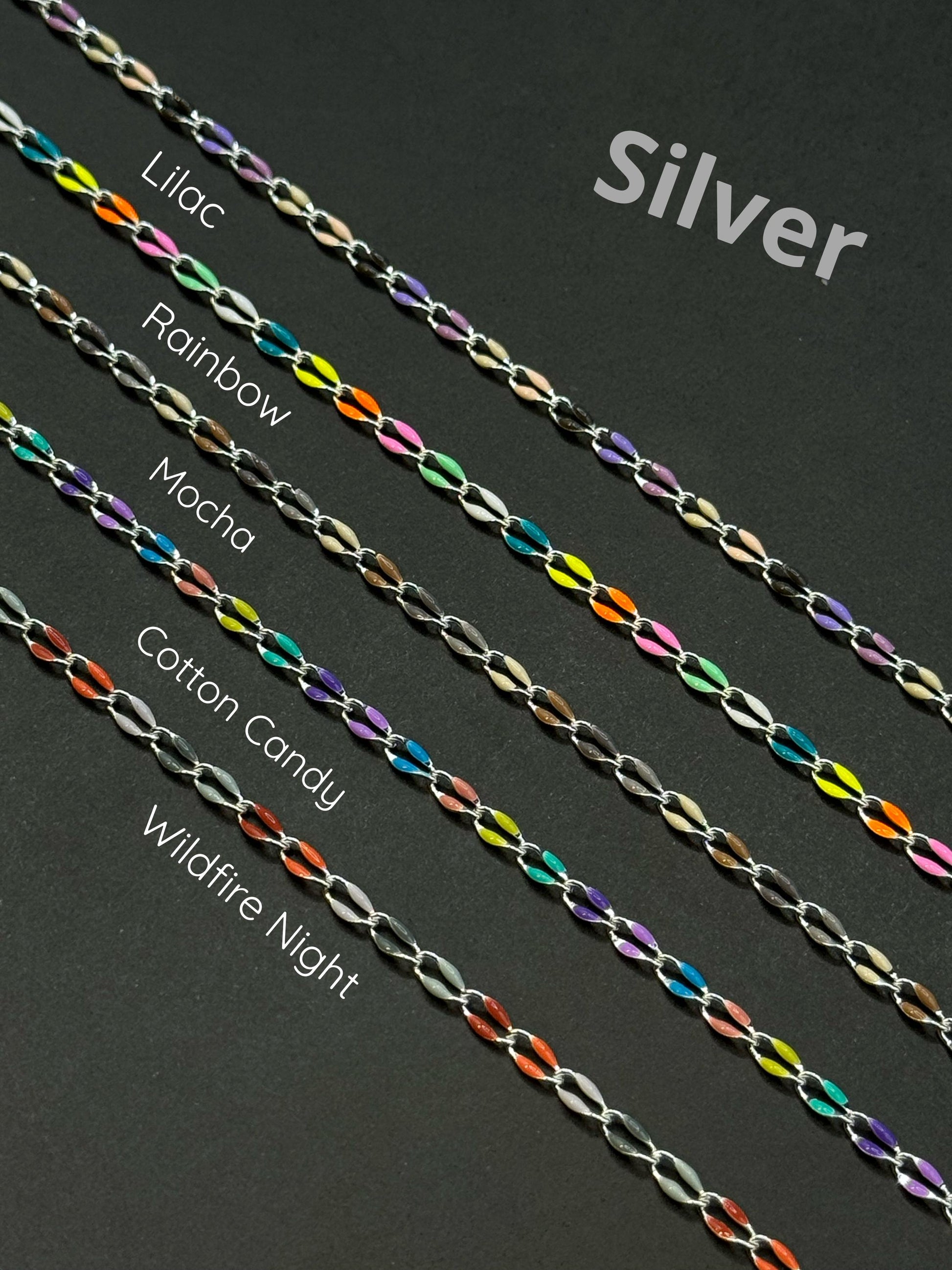 18K Gold Filled & Sterling Silver Enamel Chain – The Most Color Options | USA Made Permanent Jewelry