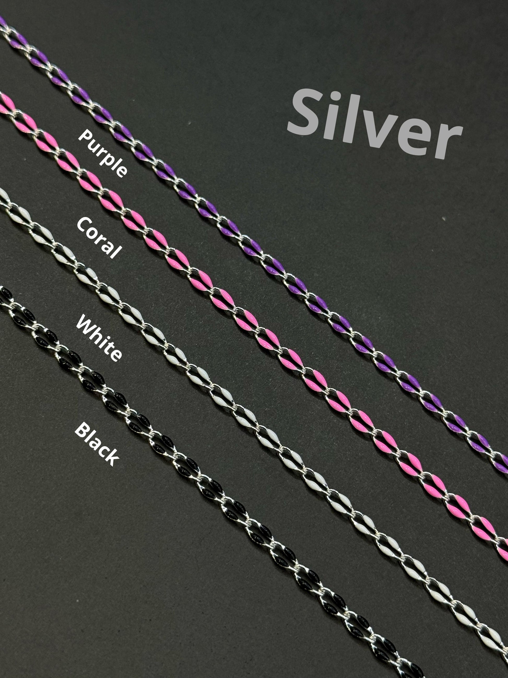 18K Gold Filled & Sterling Silver Enamel Chain – The Most Color Options | USA Made Permanent Jewelry