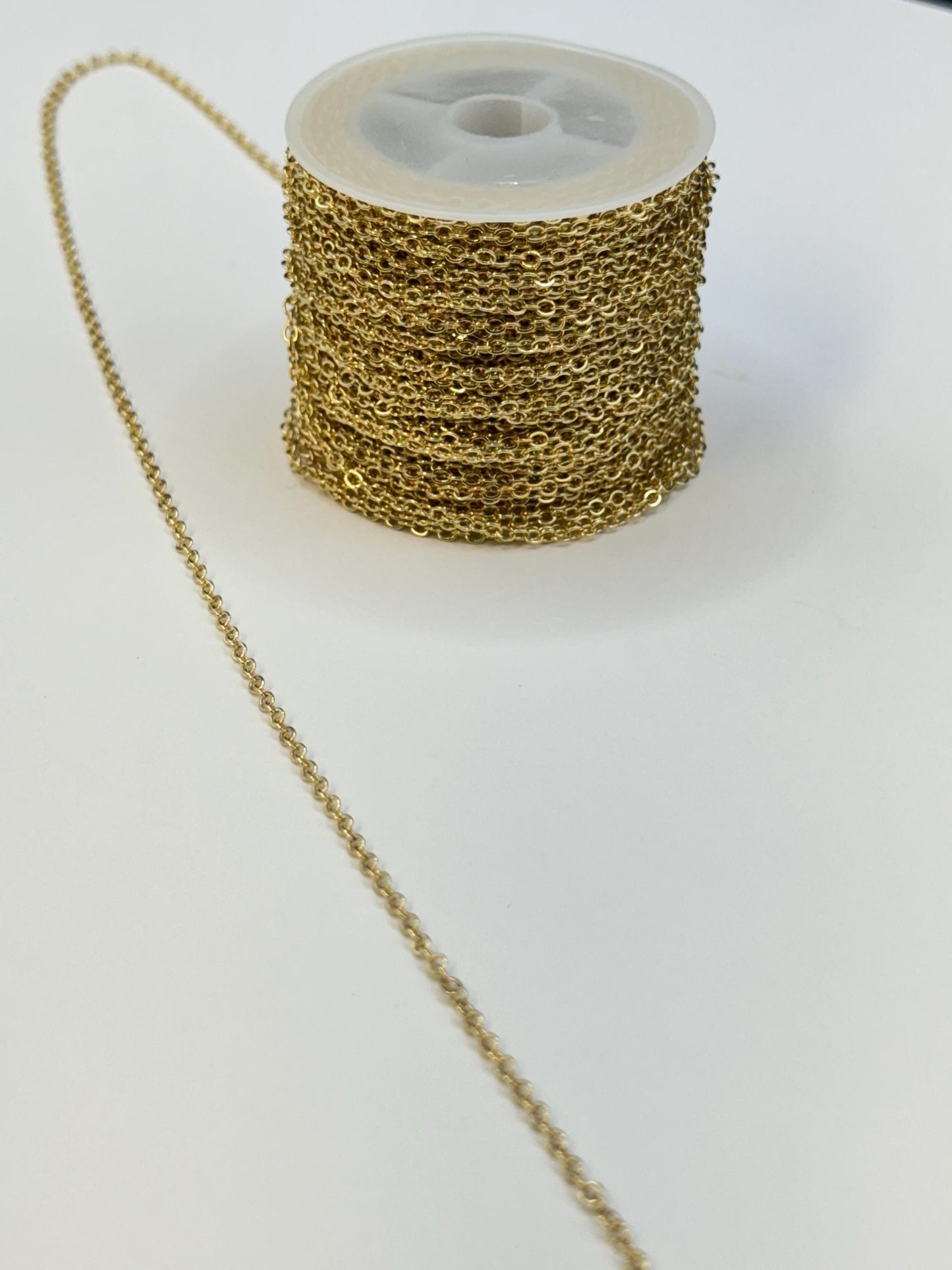 18K Gold Filled 2mm O-Chain | Gold Rose Gold Silver O-Chain | Highest Quality Bulk Chain for Permanent Jewelry | USA Crafted