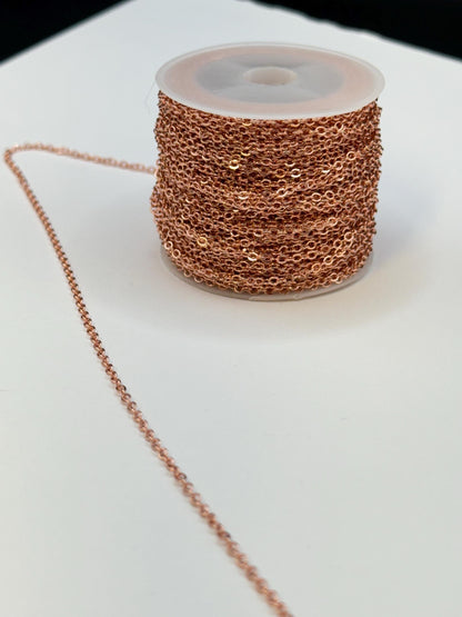 18K Gold Filled 2mm O Chain Gold Rose-Gold Silver USA Made Permanent Jewelry Supply