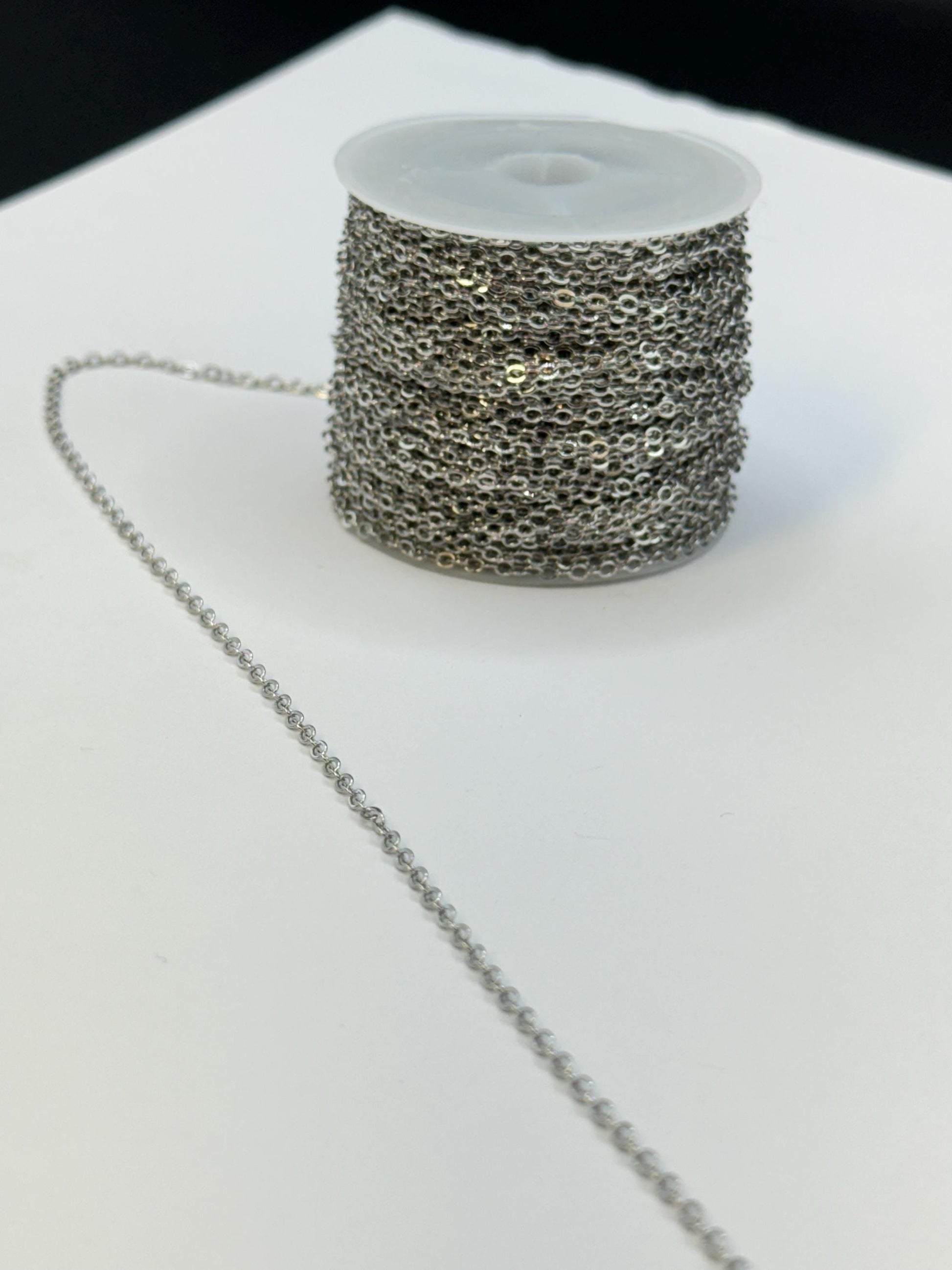 18K Gold Filled 2mm O Chain Gold Rose-Gold Silver USA Made Permanent Jewelry Supply