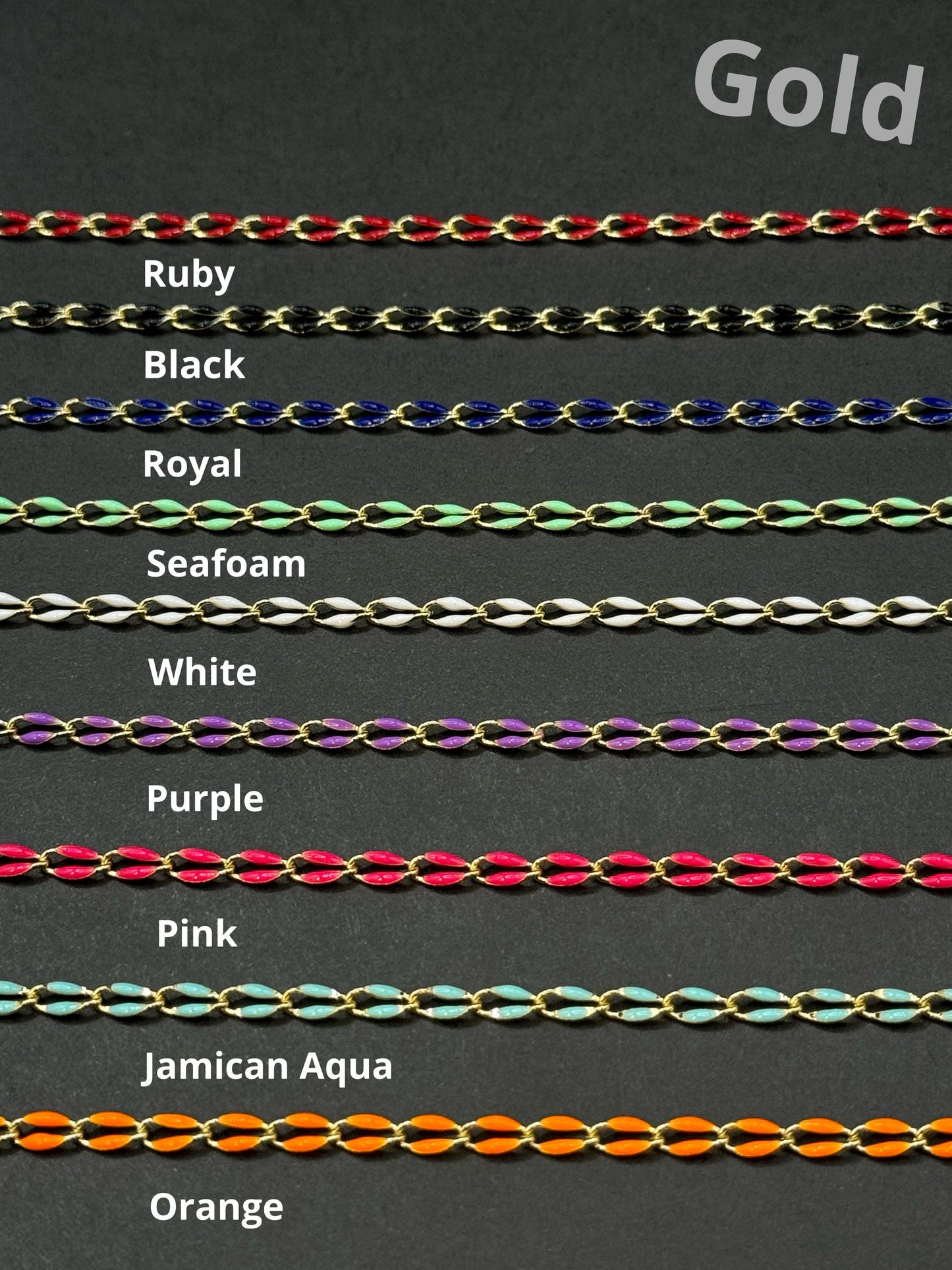 18K Gold Filled & Sterling Silver Enamel Chain – The Most Color Options | USA Made Permanent Jewelry