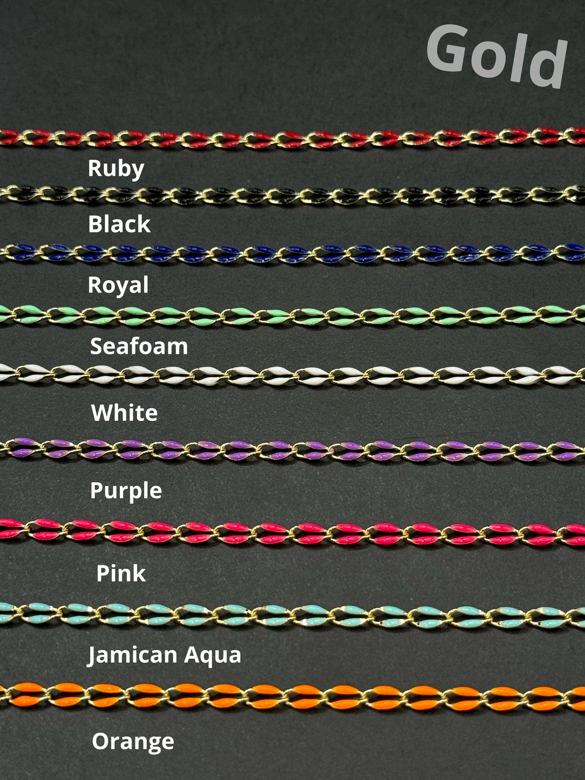 18K Gold Filled & Sterling Silver Enamel Chain – The Most Color Options | USA Made Permanent Jewelry