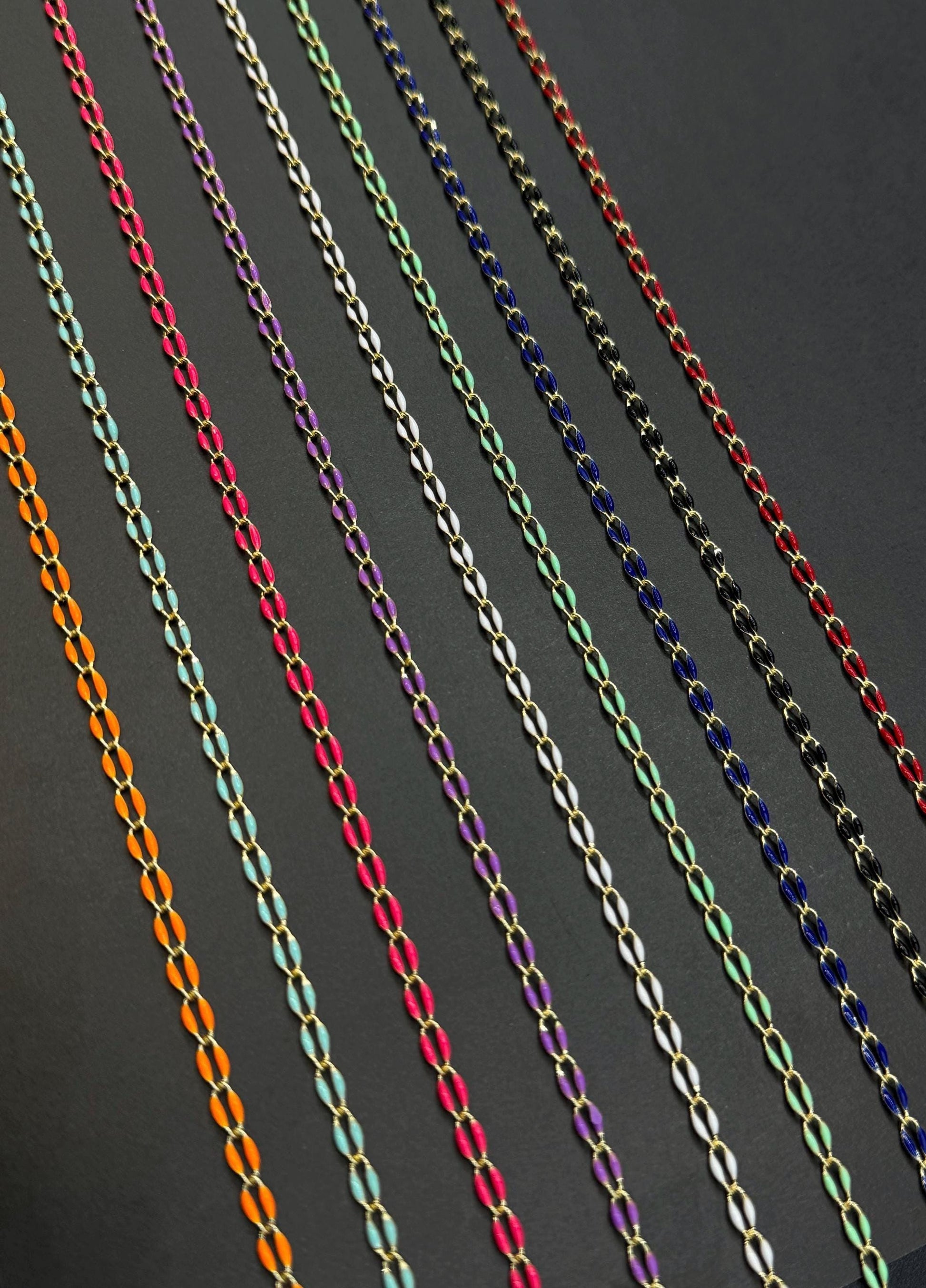 Enamel Permanent Jewelry Chain | 18K Gold Filled Colorful PJ Chain | Largest Color Selection