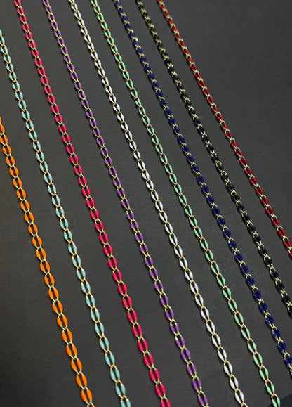 Enamel Permanent Jewelry Chain | 18K Gold Filled Colorful PJ Chain | Largest Color Selection