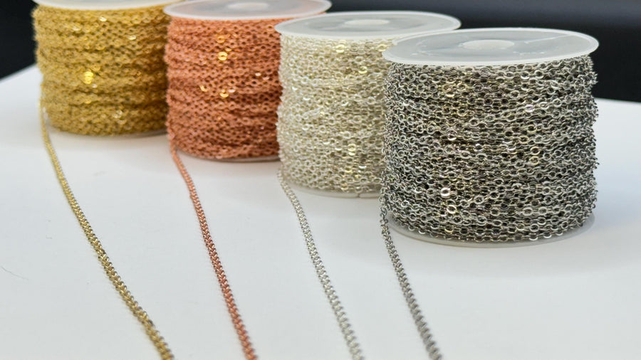 18K Gold Filled 2mm O Chain Gold Rose-Gold Silver USA Made Permanent Jewelry Supply