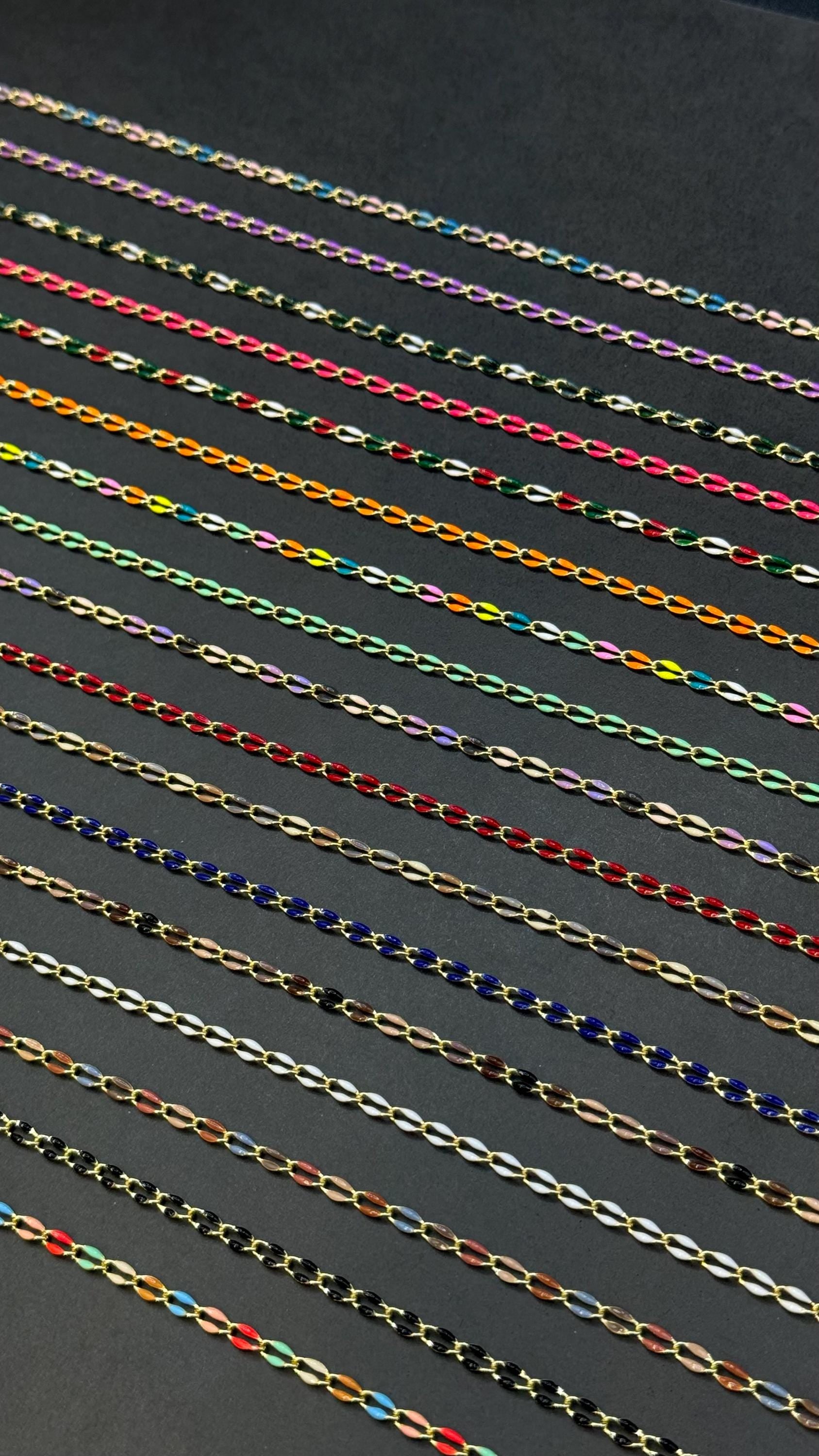18K Gold Filled & Sterling Silver Enamel Chain – The Most Color Options | USA Made Permanent Jewelry