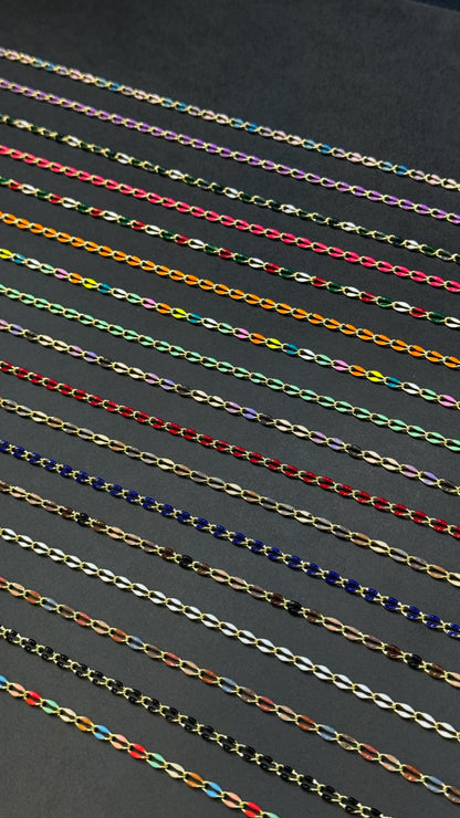 Enamel Permanent Jewelry Chain | 18K Gold Filled Colorful PJ Chain | Largest Color Selection