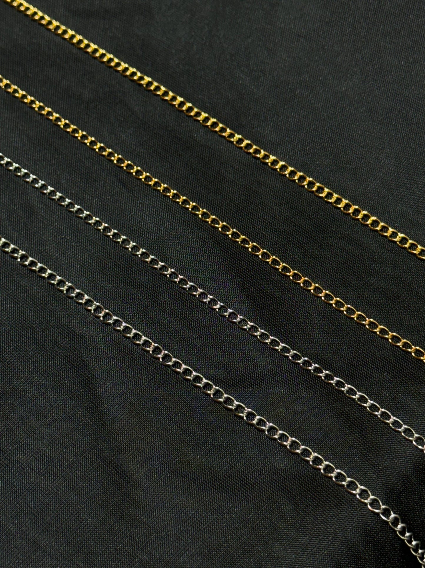 2mm / 3mm Curb Chain | 14K Gold Filled & Sterling Silver Over Stainless Steel Core Raw Gold Finish High Quality Permanent Jewelry | USA Made