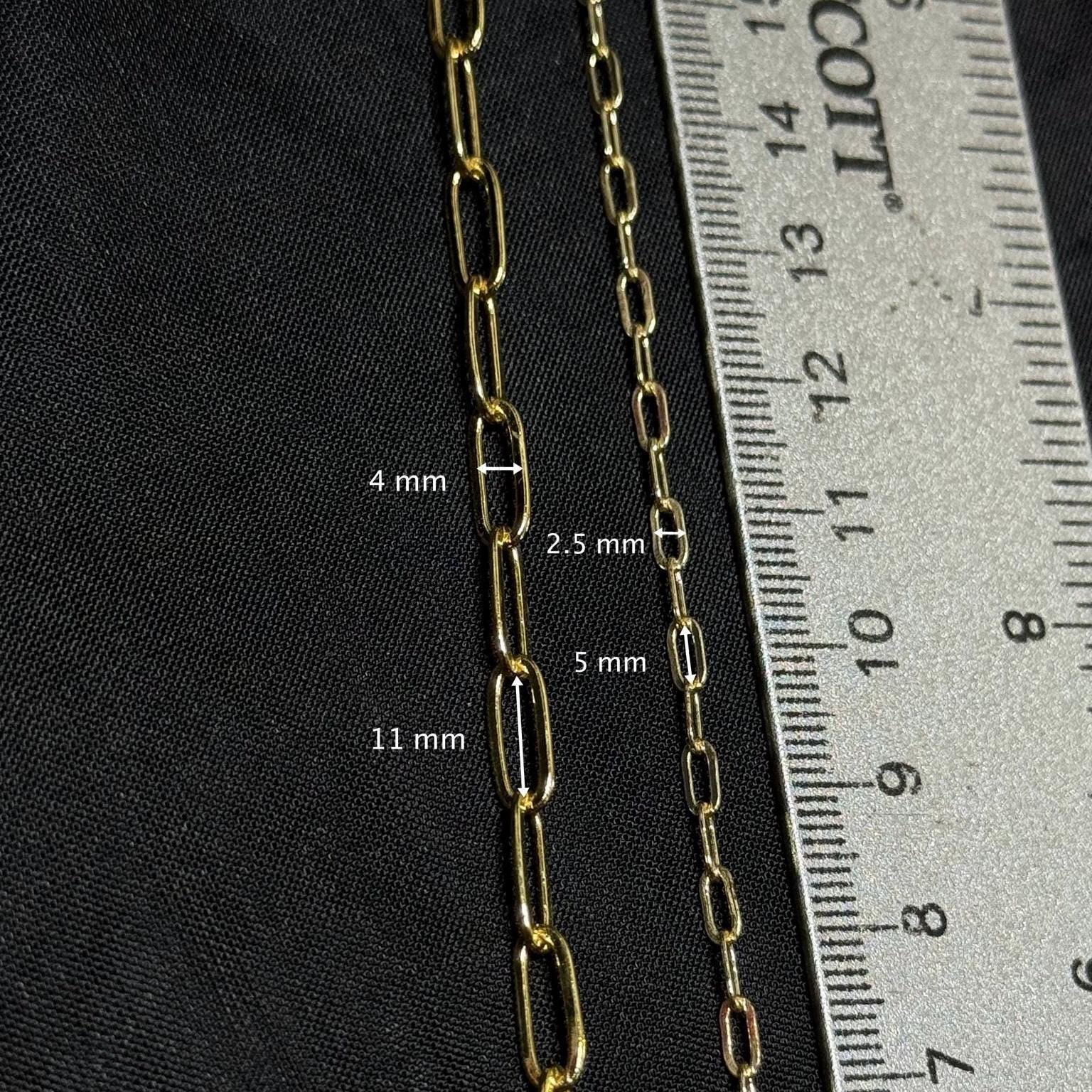 18K Gold Filled Paperclip Chain | 2.5x5mm & 4x11mm Sizes | Gold Rose Gold Silver | High Quality Chain for Permanent Jewelry | USA Made