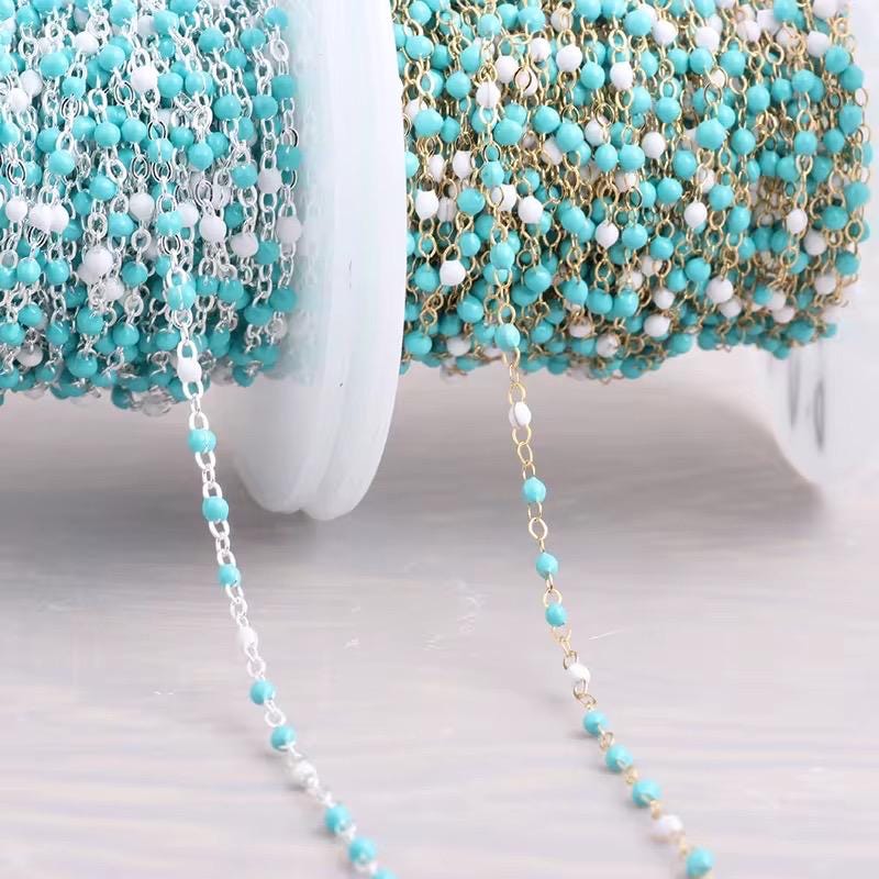 14K Gold Filled and Sterling Silver 1.5mm Dainty Enamel Drip Chain | Multicolor Gold Chain | Highest Quality Permanent Jewelry | USA Crafted