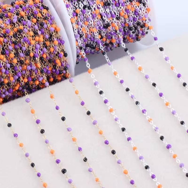 14K Gold Filled and Sterling Silver 1.5mm Dainty Enamel Drip Chain | Multicolor Gold Chain | Highest Quality Permanent Jewelry | USA Crafted