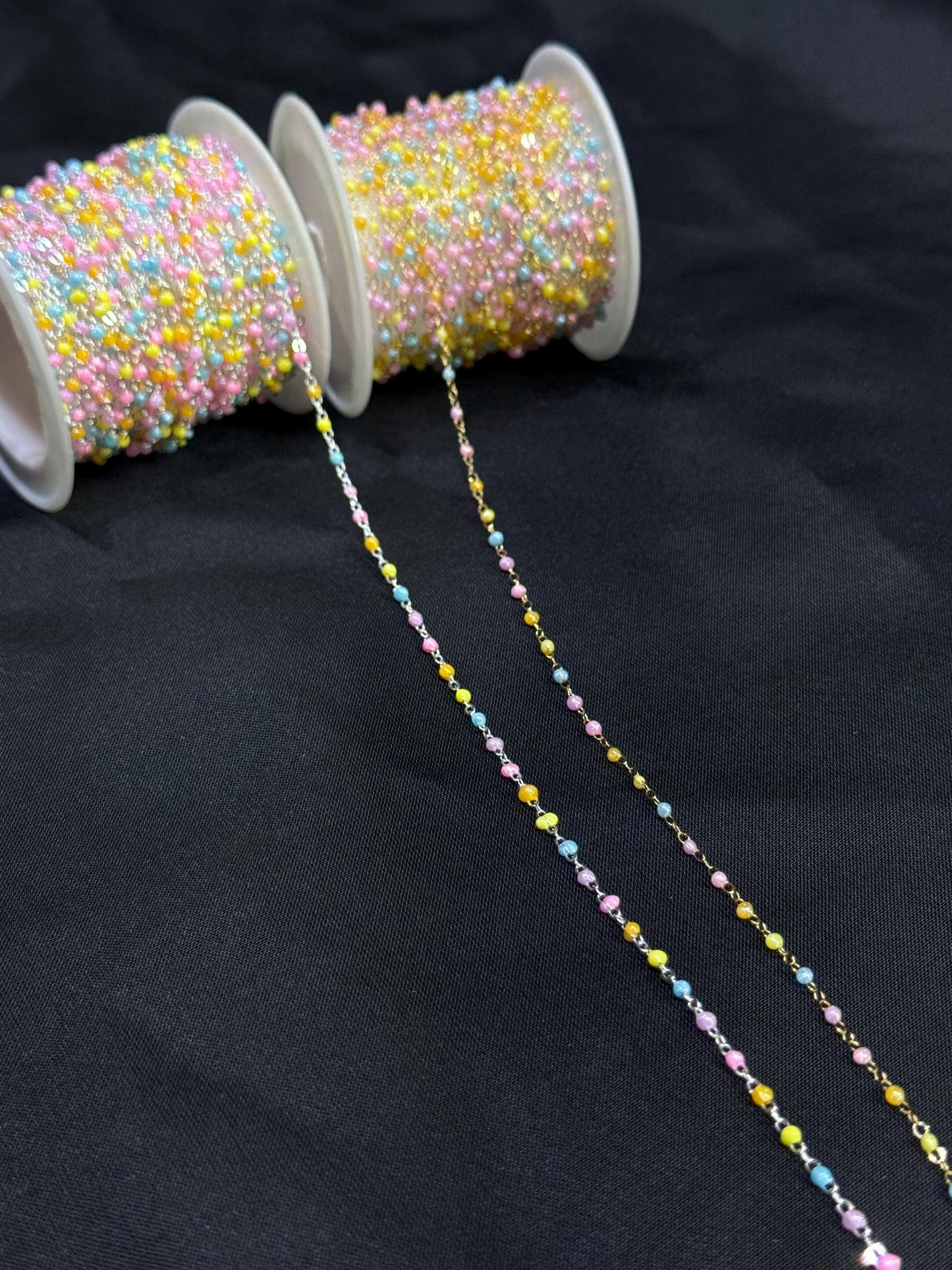 14K Gold Filled and Sterling Silver 1.5mm Dainty Enamel Drip Chain | Multicolor Gold Chain | Highest Quality Permanent Jewelry | USA Crafted