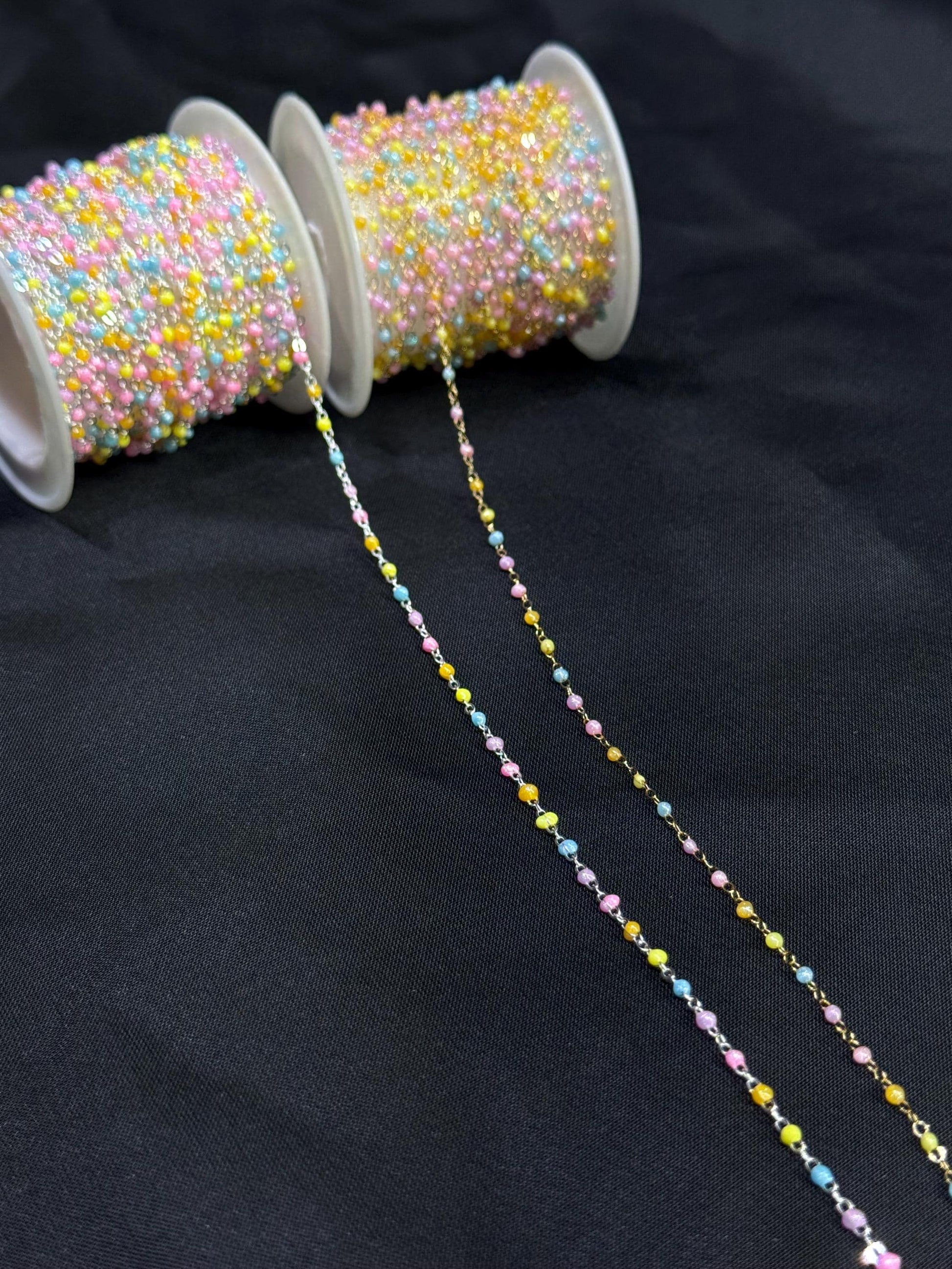 14K Gold Filled and Sterling Silver 1.5mm Dainty Enamel Drip Chain | Multicolor Gold Chain | Highest Quality Permanent Jewelry | USA Crafted