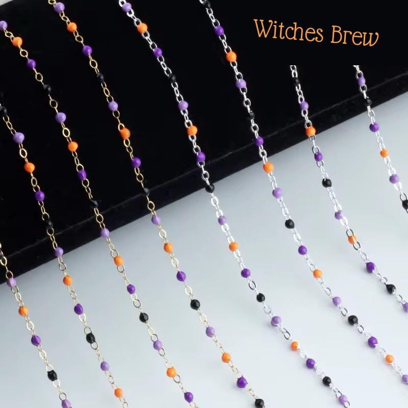 1.5mm Enamel Drip Chain 14K Gold Filled Sterling Silver Dainty Multicolor Permanent Jewelry