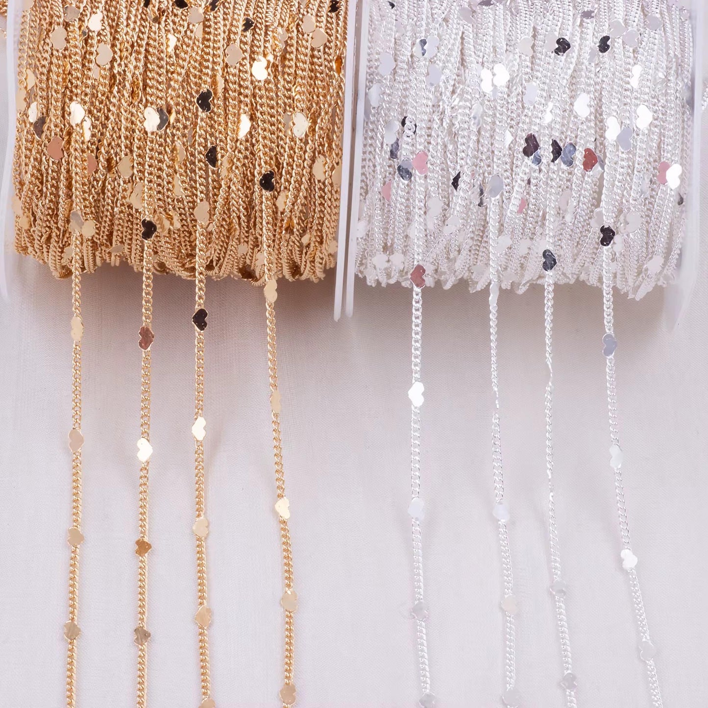 Sunburst & Heart Link Chain | 14K Gold Filled - Sterling Silver | 1.7mm / 2mm Sizes | Permanent Jewelry Bulk Chain | USA Made Non-Tarnish,